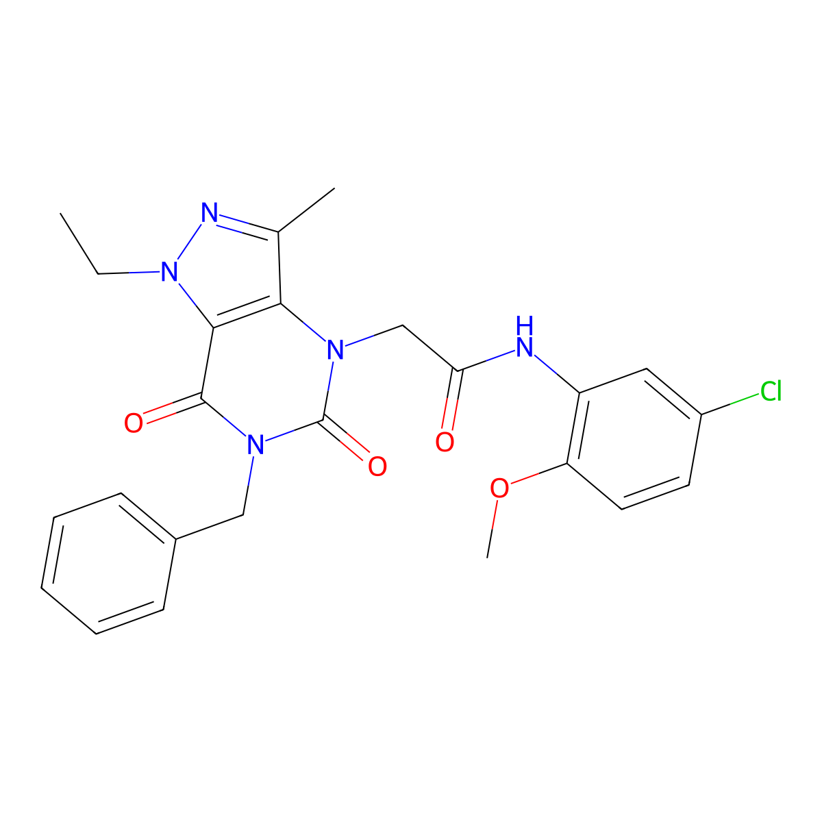 2-{6-benzyl-1-ethyl-3-methyl-5,7-dioxo-1H,4H,5H,6H,7H-pyrazolo[4,3-d]pyrimidin-4-yl}-N-(5-chloro-2-methoxyphenyl)acetamide molecular structure, CAS 1185171-52-1