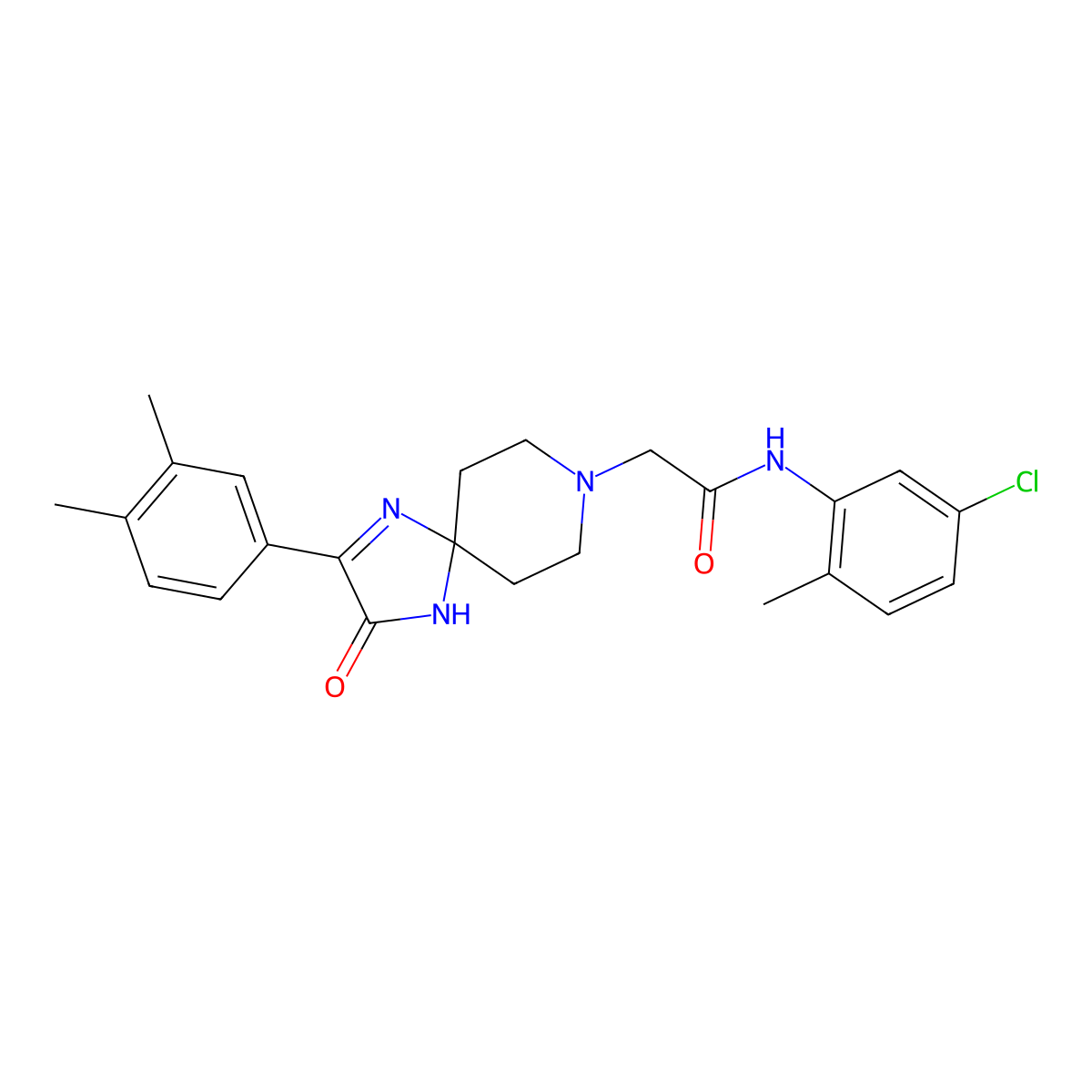 N-(5-chloro-2-methylphenyl)-2-[2-(3,4-dimethylphenyl)-3-oxo-1,4,8-triazaspiro[4.5]dec-1-en-8-yl]acetamide molecular structure, CAS 1185171-77-0