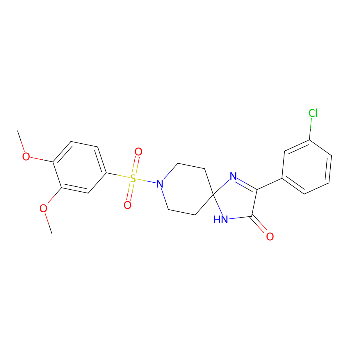 3-(3-Chlorophenyl)-8-((3,4-dimethoxyphenyl)sulfonyl)-1,4,8-triazaspiro[4.5]dec-3-en-2-one molecular structure, CAS 1185171-93-0