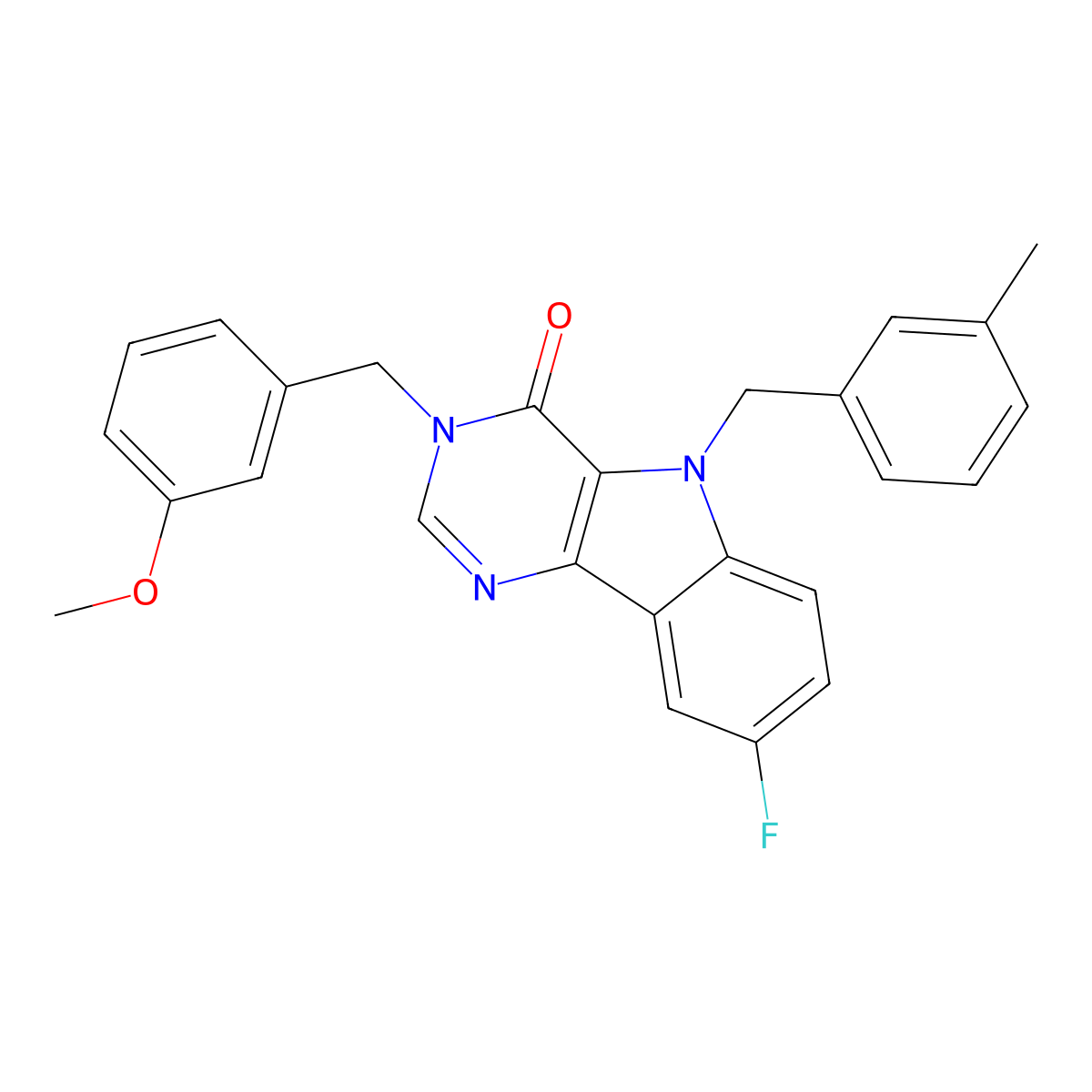8-fluoro-3-(3-methoxybenzyl)-5-(3-methylbenzyl)-3H-pyrimido[5,4-b]indol-4(5H)-one molecular structure, CAS 1185172-03-5