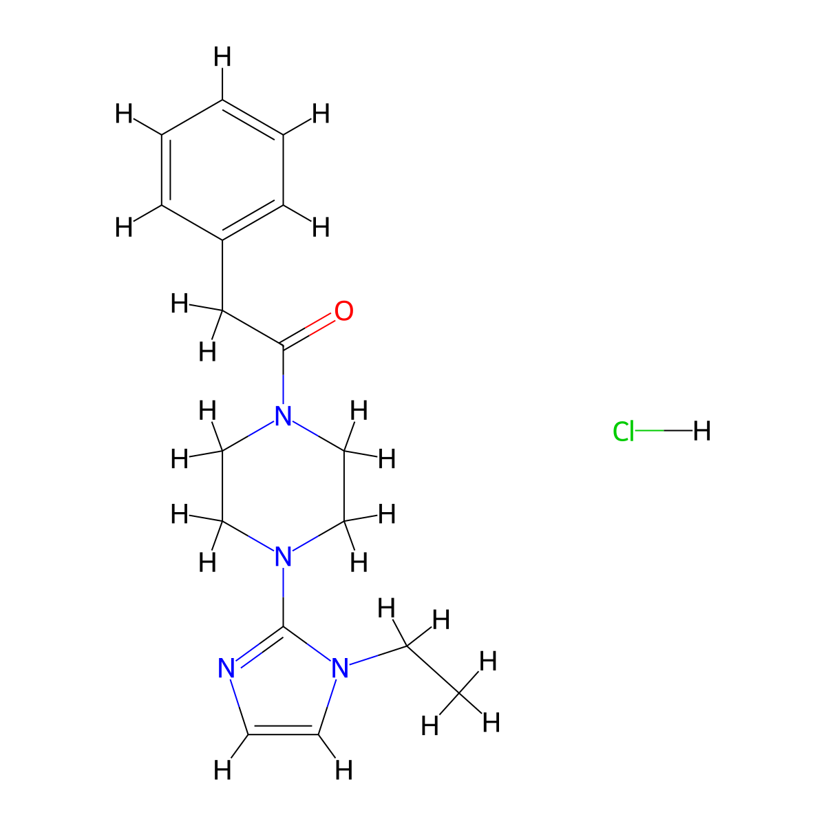 1-(4-(1-ethyl-1H-imidazol-2-yl)piperazin-1-yl)-2-phenylethanone hydrochloride molecular structure, CAS 1185172-26-2