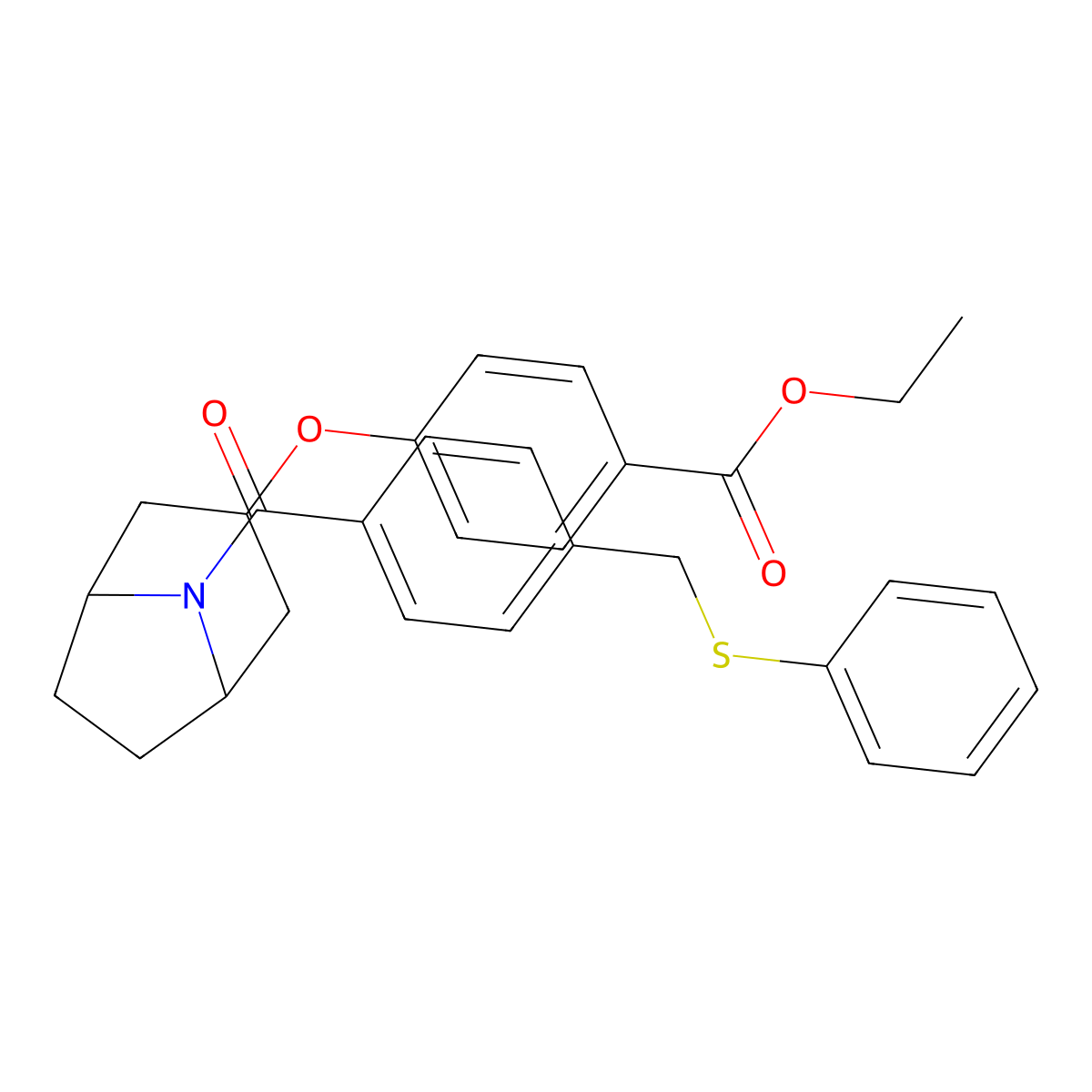 Ethyl 4-[(8-{4-[(phenylsulfanyl)methyl]benzoyl}-8-azabicyclo[3.2.1]oct-3-yl)oxy]benzoate molecular structure, CAS 1185173-61-8