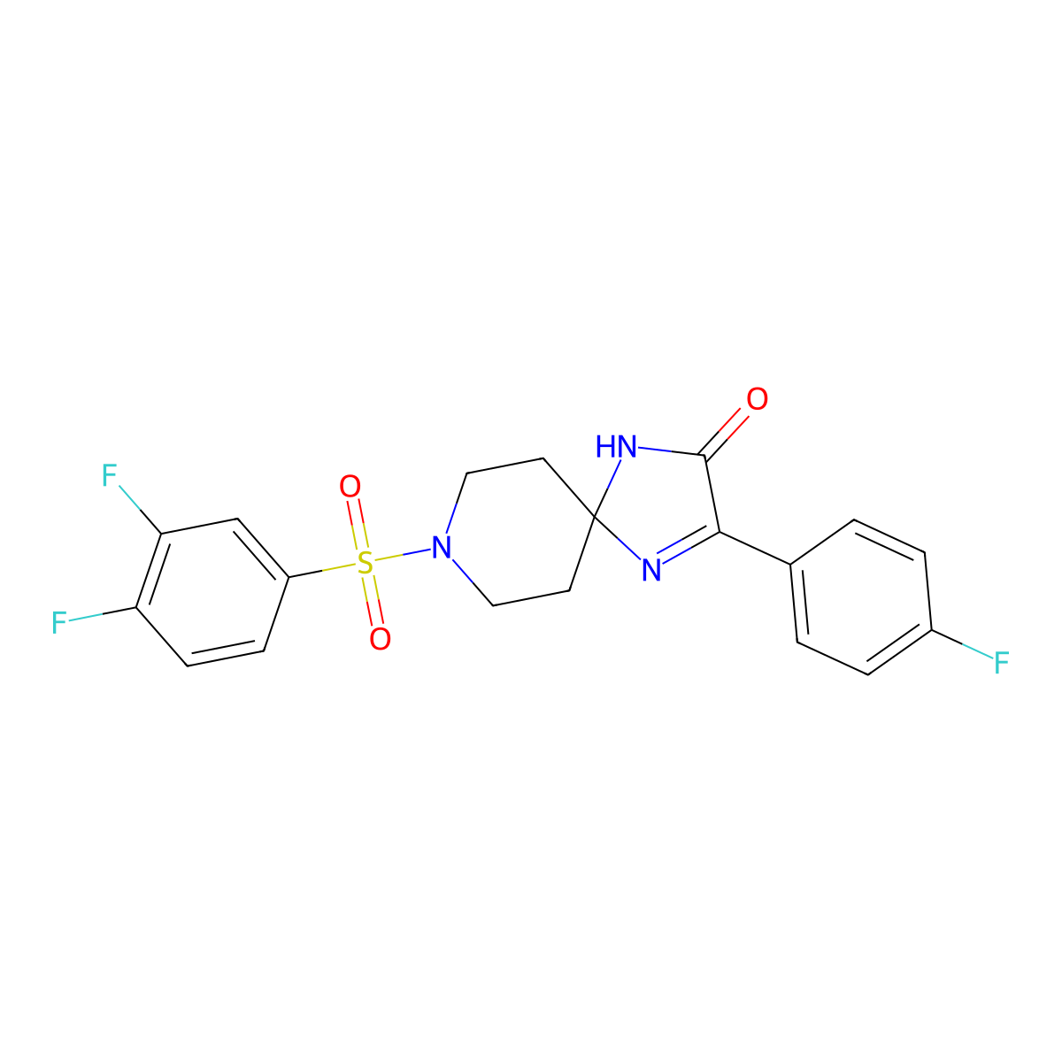 8-((3,4-Difluorophenyl)sulfonyl)-3-(4-fluorophenyl)-1,4,8-triazaspiro[4.5]dec-3-en-2-one molecular structure, CAS 1185174-16-6