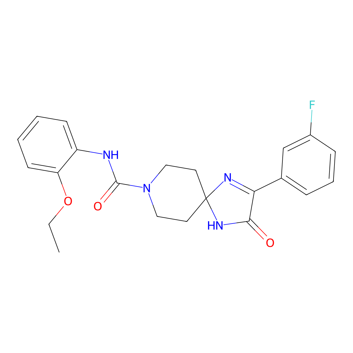N-(2-ethoxyphenyl)-2-(3-fluorophenyl)-3-oxo-1,4,8-triazaspiro[4.5]dec-1-ene-8-carboxamide molecular structure, CAS 1185174-98-4