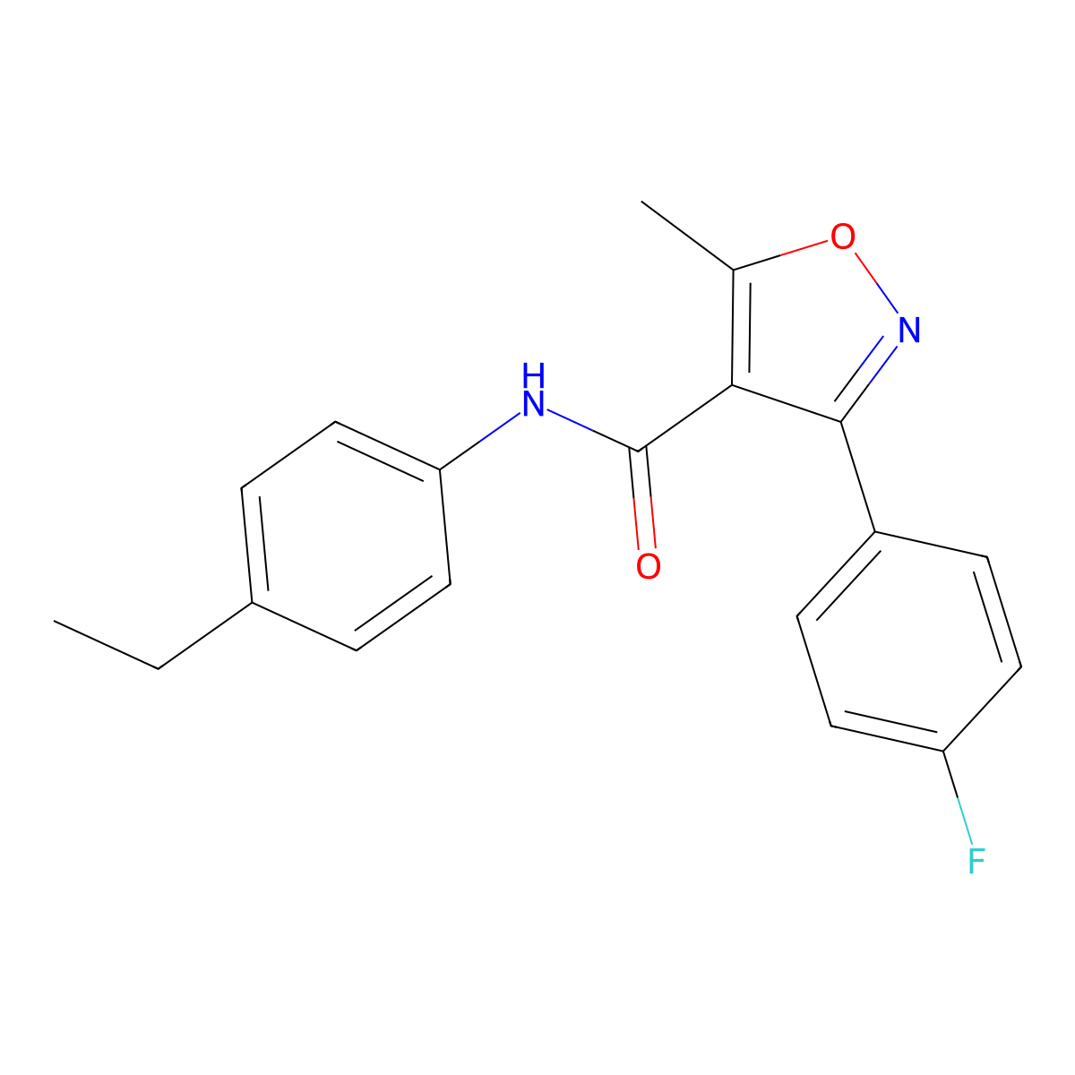 N-(4-ethylphenyl)-3-(4-fluorophenyl)-5-methylisoxazole-4-carboxamide molecular structure, CAS 1185175-55-6