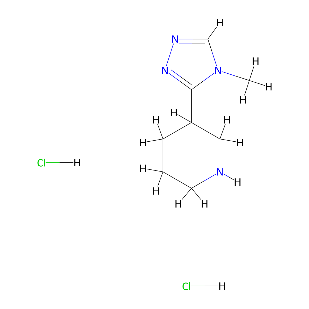 3-(4-Methyl-4H-1,2,4-triazol-3-yl)piperidine dihydrochloride molecular structure, CAS 1185175-79-4