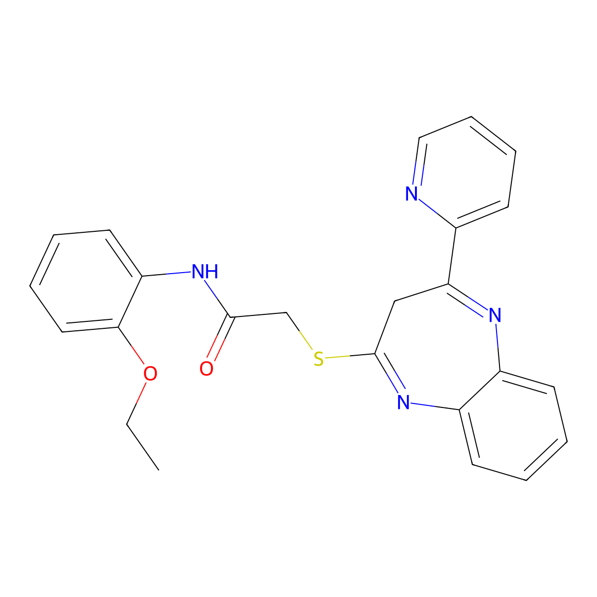 N-(2-ethoxyphenyl)-2-{[4-(pyridin-2-yl)-3H-1,5-benzodiazepin-2-yl]sulfanyl}acetamide molecular structure, CAS 1185176-50-4