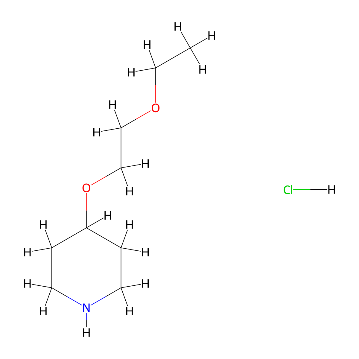 2-Ethoxyethyl 4-piperidinyl ether hydrochloride molecular structure, CAS 1185176-72-0
