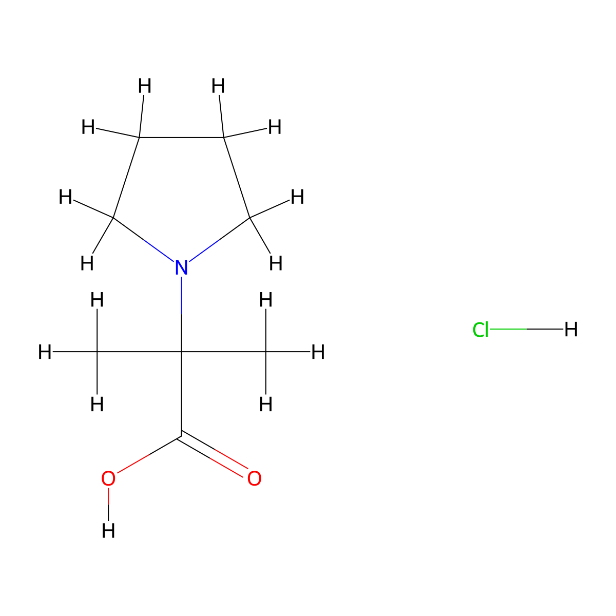 2-Methyl-2-(pyrrolidin-1-yl)propanoic acid hydrochloride molecular structure, CAS 1185177-07-4