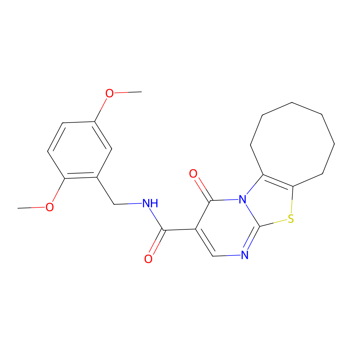 N-(2,5-dimethoxybenzyl)-4-oxo-6,7,8,9,10,11-hexahydro-4H-cycloocta[4,5][1,3]thiazolo[3,2-a]pyrimidine-3-carboxamide molecular structure, CAS 1185177-08-5