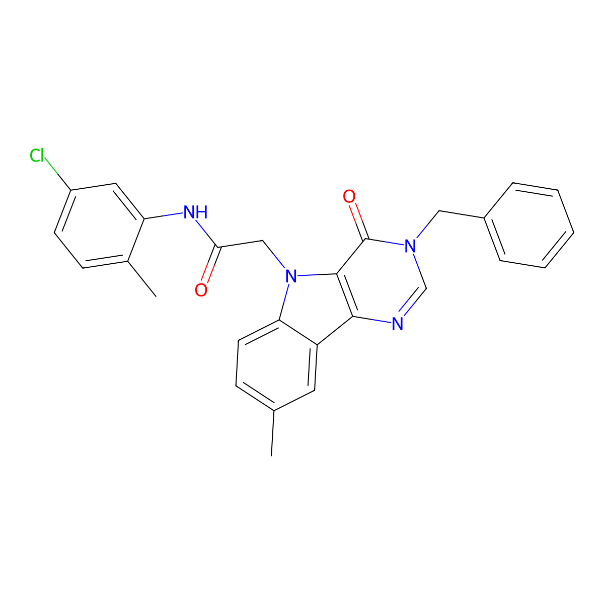 2-(3-benzyl-8-methyl-4-oxo-3H-pyrimido[5,4-b]indol-5(4H)-yl)-N-(5-chloro-2-methylphenyl)acetamide molecular structure, CAS 1185177-38-1