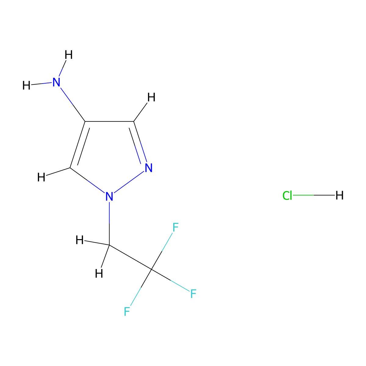1-(2,2,2-Trifluoroethyl)-1H-pyrazol-4-amine--hydrogen chloride (1/1) molecular structure, CAS 1185177-94-9