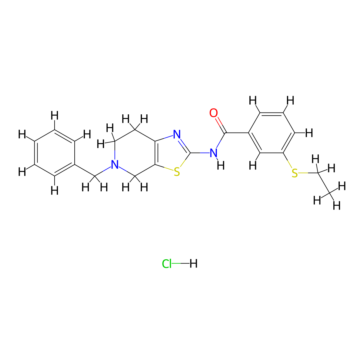 N-(5-benzyl-4,5,6,7-tetrahydrothiazolo[5,4-c]pyridin-2-yl)-3-(ethylthio)benzamide hydrochloride molecular structure, CAS 1185178-24-8