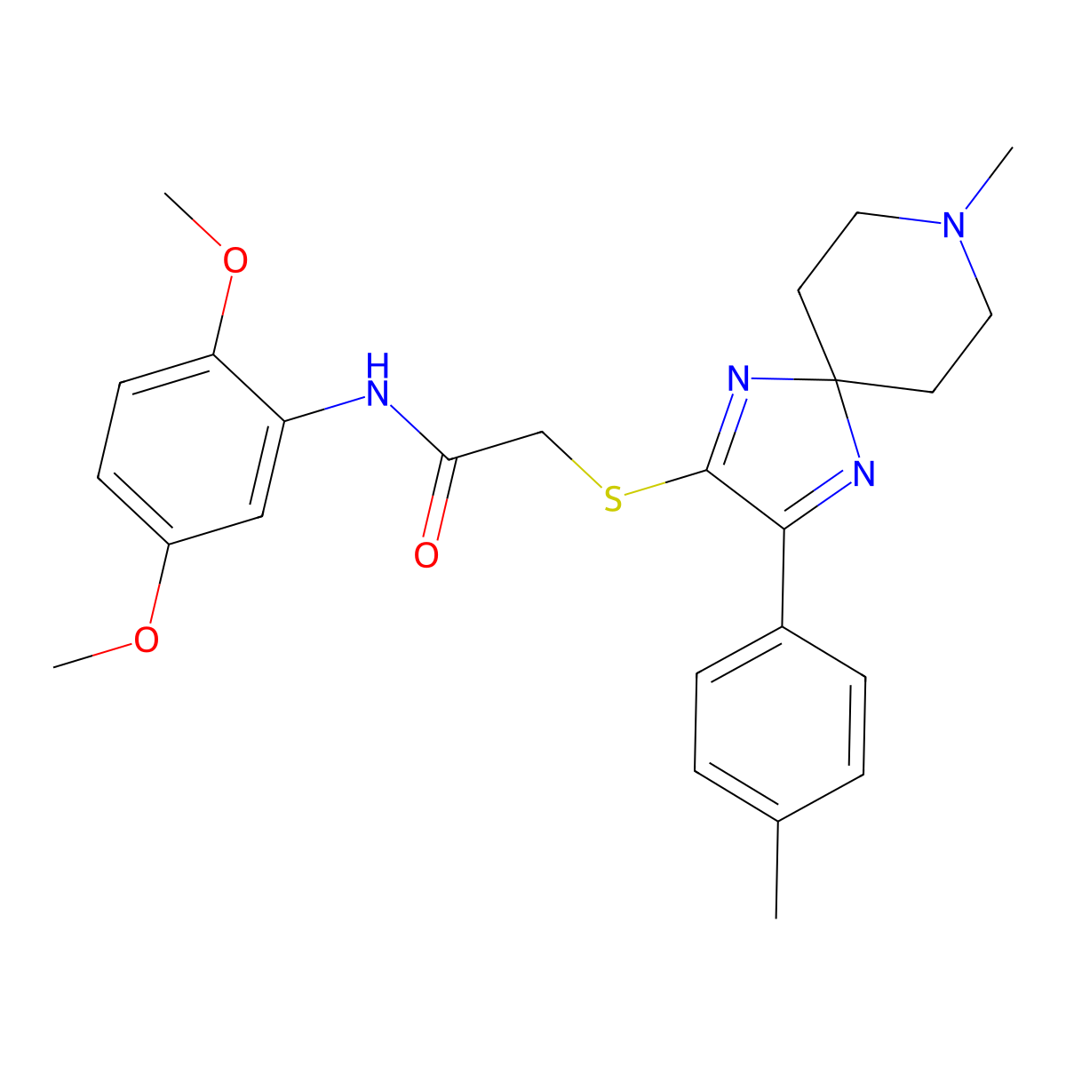 N-(2,5-Dimethoxyphenyl)-2-{[8-methyl-3-(4-methylphenyl)-1,4,8-triazaspiro[4.5]deca-1,3-dien-2-YL]sulfanyl}acetamide molecular structure, CAS 1185178-30-6