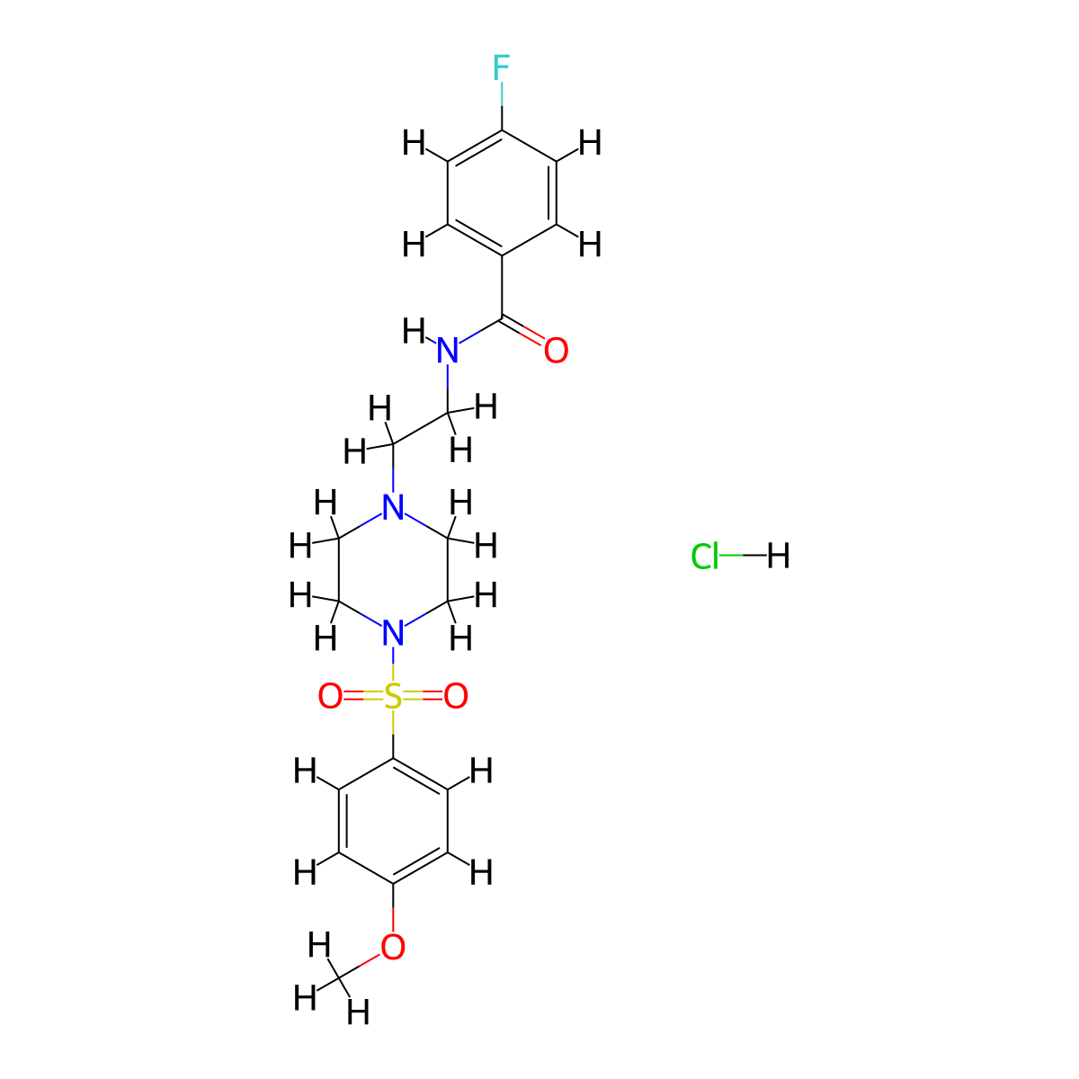 4-fluoro-N-(2-(4-((4-methoxyphenyl)sulfonyl)piperazin-1-yl)ethyl)benzamide hydrochloride molecular structure, CAS 1185178-68-0