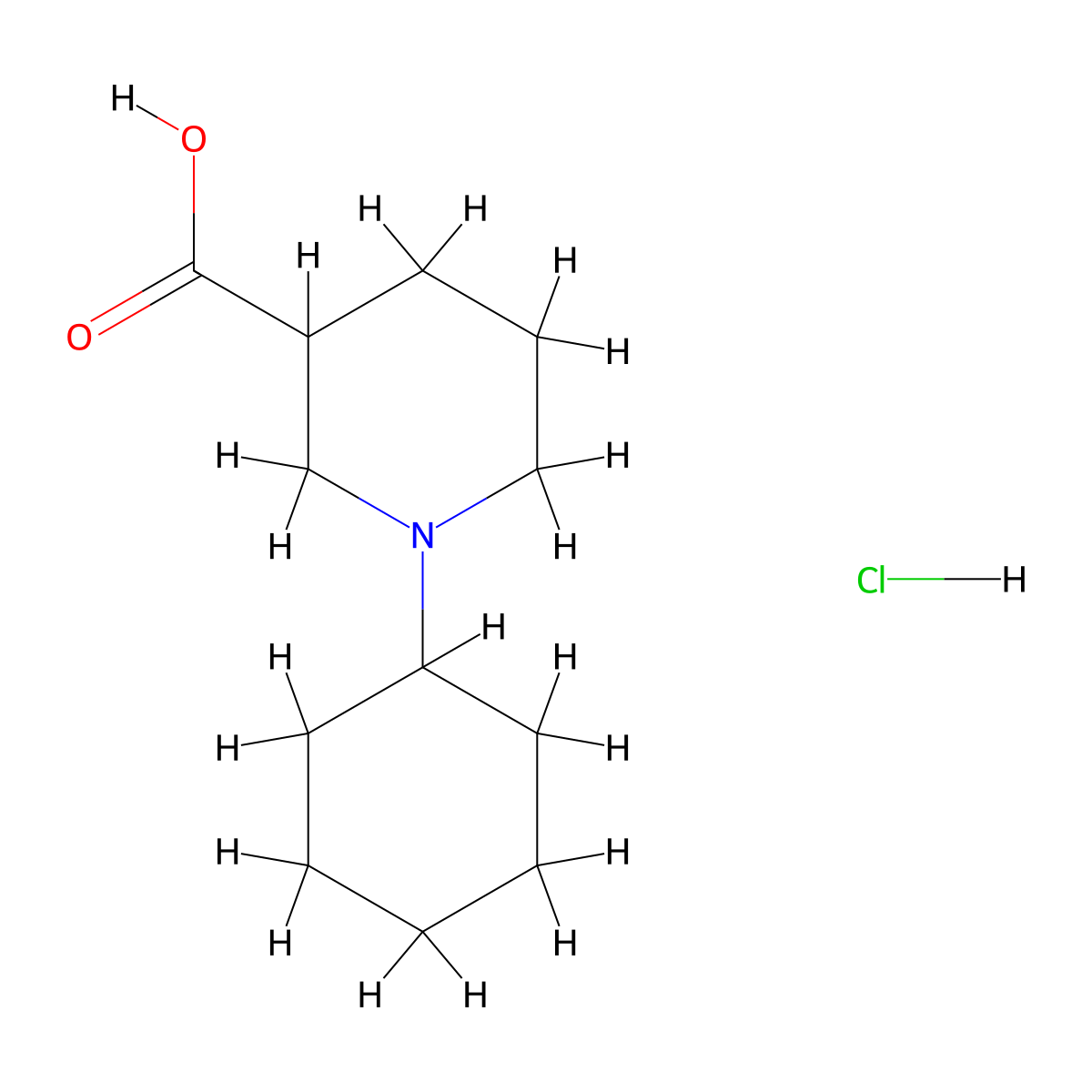 1-Cyclohexylpiperidine-3-carboxylic acid hydrochloride molecular structure, CAS 1185179-22-9