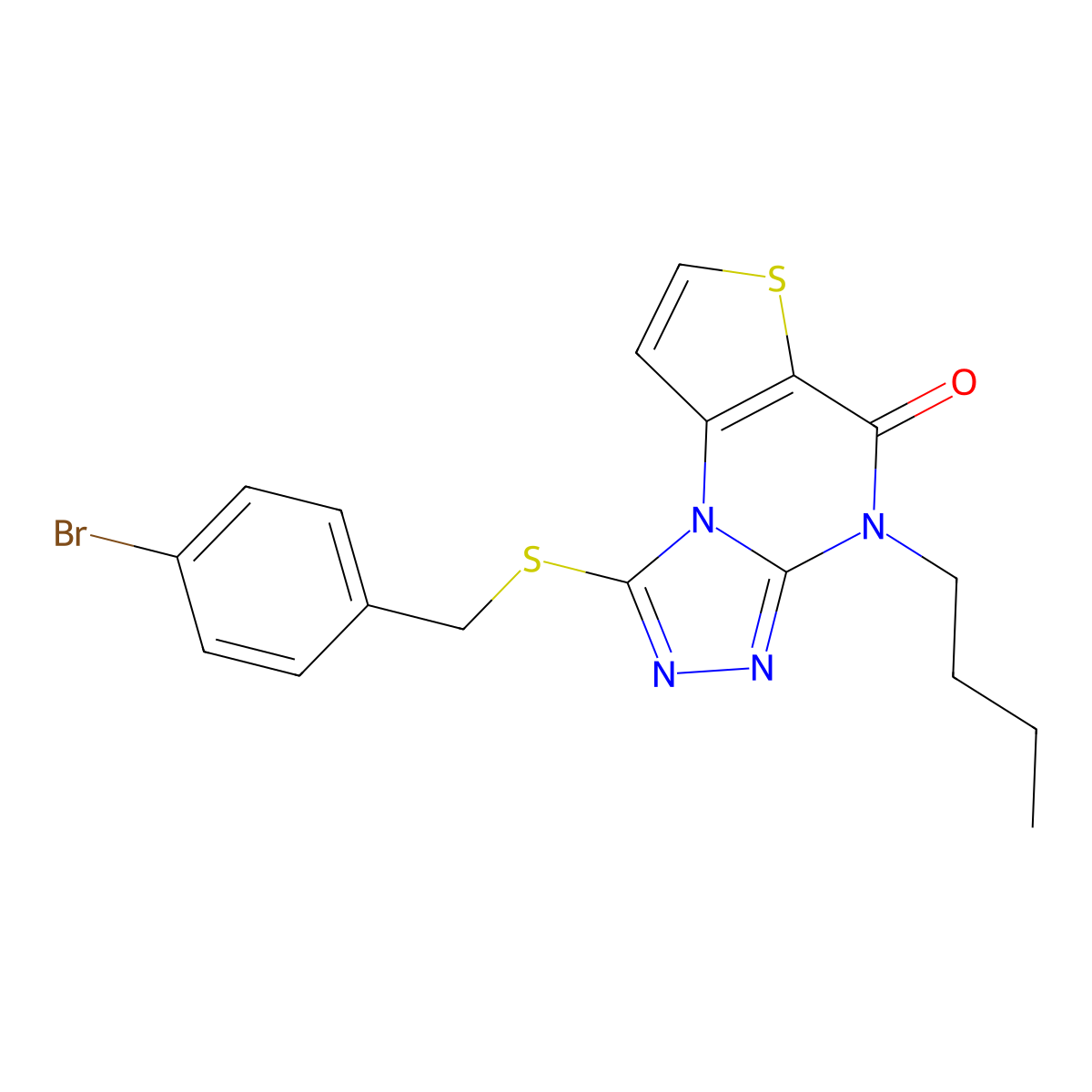 1-((4-bromobenzyl)thio)-4-butylthieno[2,3-e][1,2,4]triazolo[4,3-a]pyrimidin-5(4H)-one molecular structure, CAS 1185179-57-0