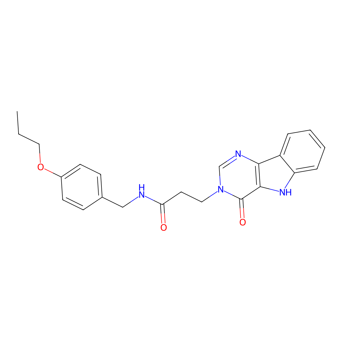 3-(4-oxo-4,5-dihydro-3H-pyrimido[5,4-b]indol-3-yl)-N-(4-propoxybenzyl)propanamide molecular structure, CAS 1185179-80-9