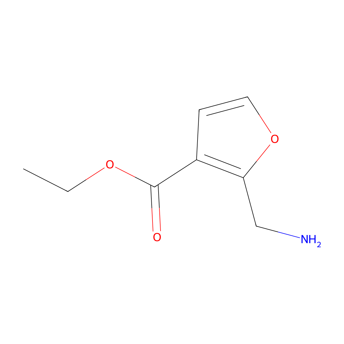 Ethyl 2-(aminomethyl)furan-3-carboxylate molecular structure, CAS 1185187-67-0