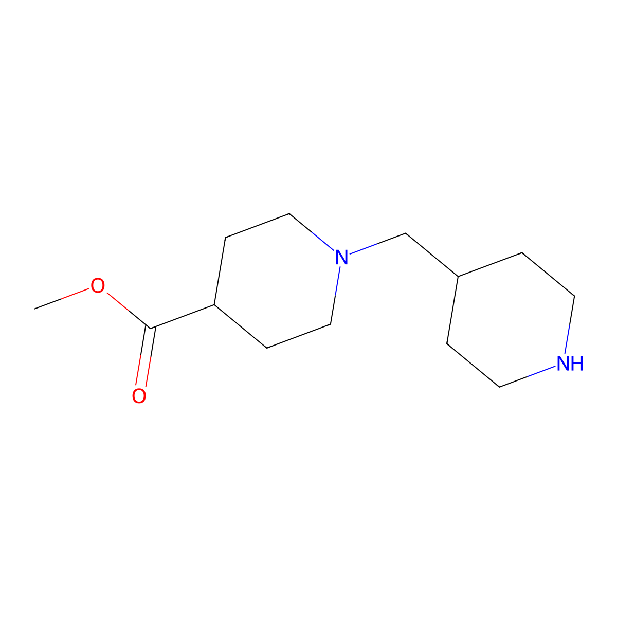 Methyl 1-[(piperidin-4-yl)methyl]piperidine-4-carboxylate molecular structure, CAS 1185194-02-8