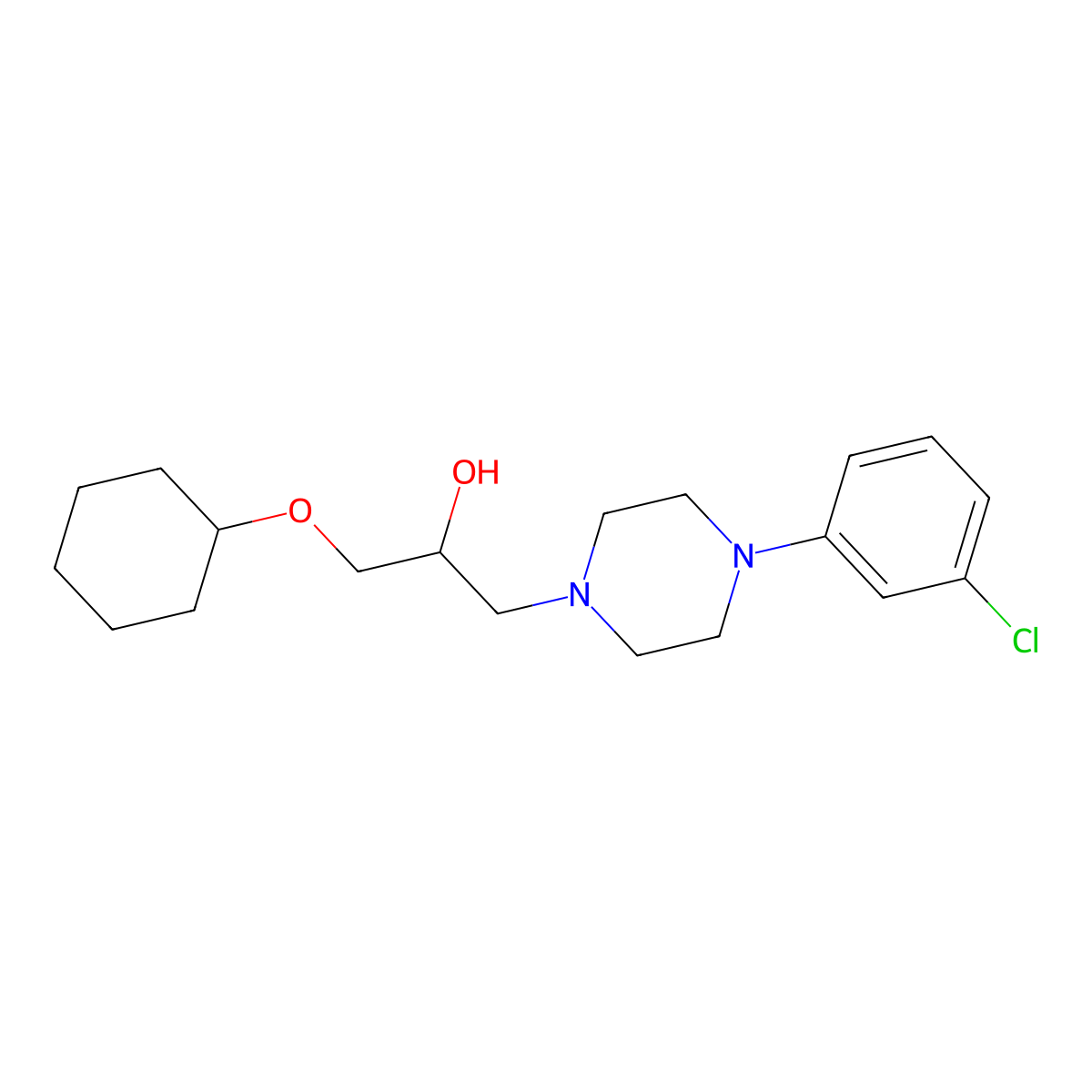 4-(3-Chlorophenyl)-alpha-[(cyclohexyloxy)methyl]-1-piperazineethanol molecular structure, CAS 1185194-72-2