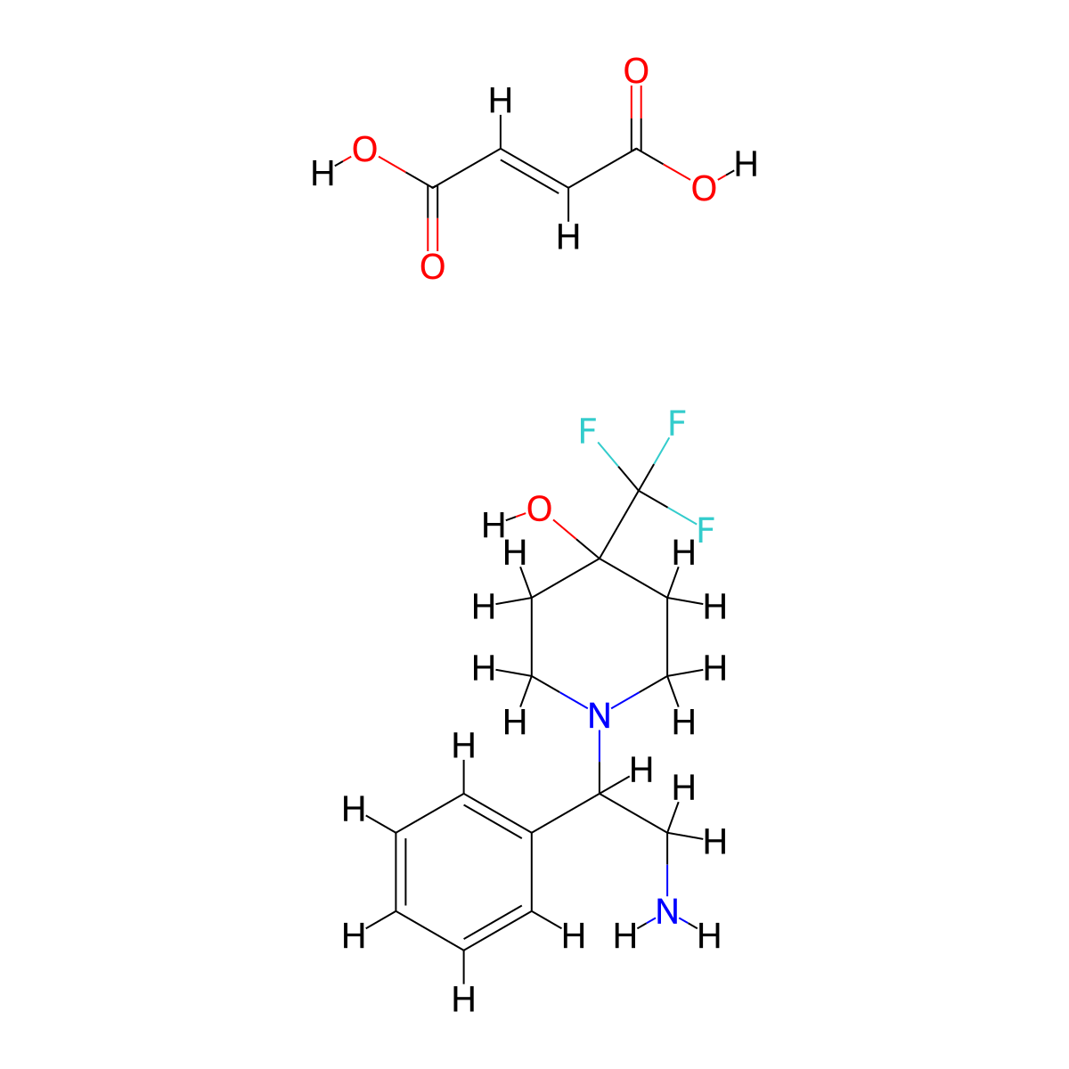 1-(2-Amino-1-phenylethyl)-4-(trifluoromethyl)piperidin-4-OL fumarate molecular structure, CAS 1185237-75-5