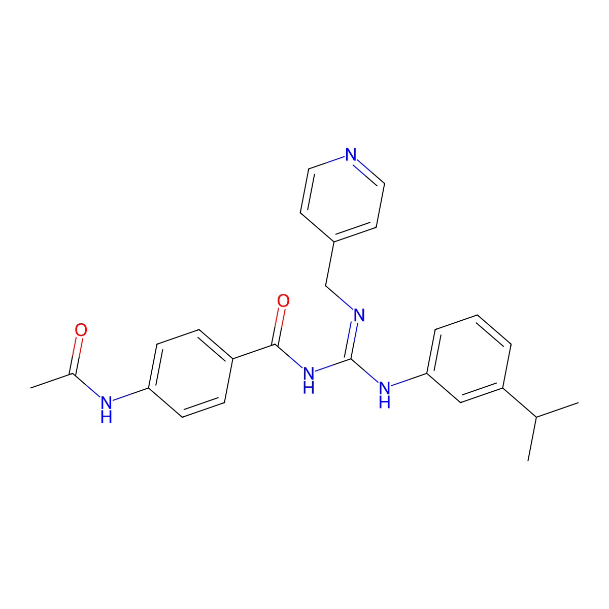 4-Acetamido-N-[(E)-N'-[3-(propan-2-YL)phenyl]-N-[(pyridin-4-YL)methyl]carbamimidoyl]benzamide molecular structure, CAS 1185245-58-2