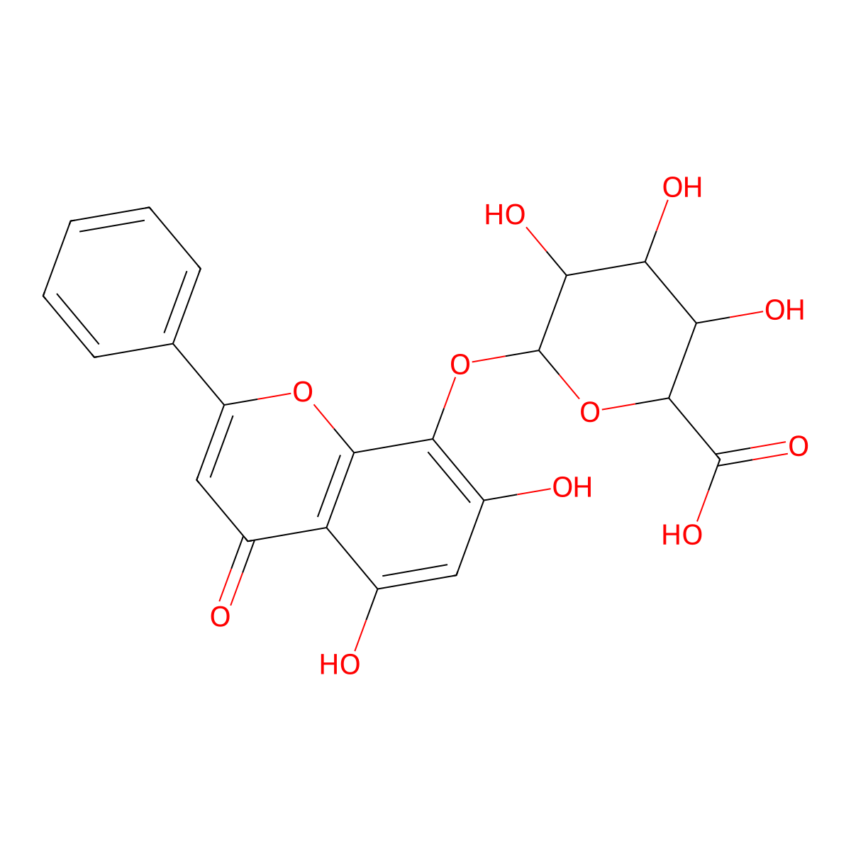 Norwogonin-8-O-glucuronide molecular structure, CAS 118525-47-6