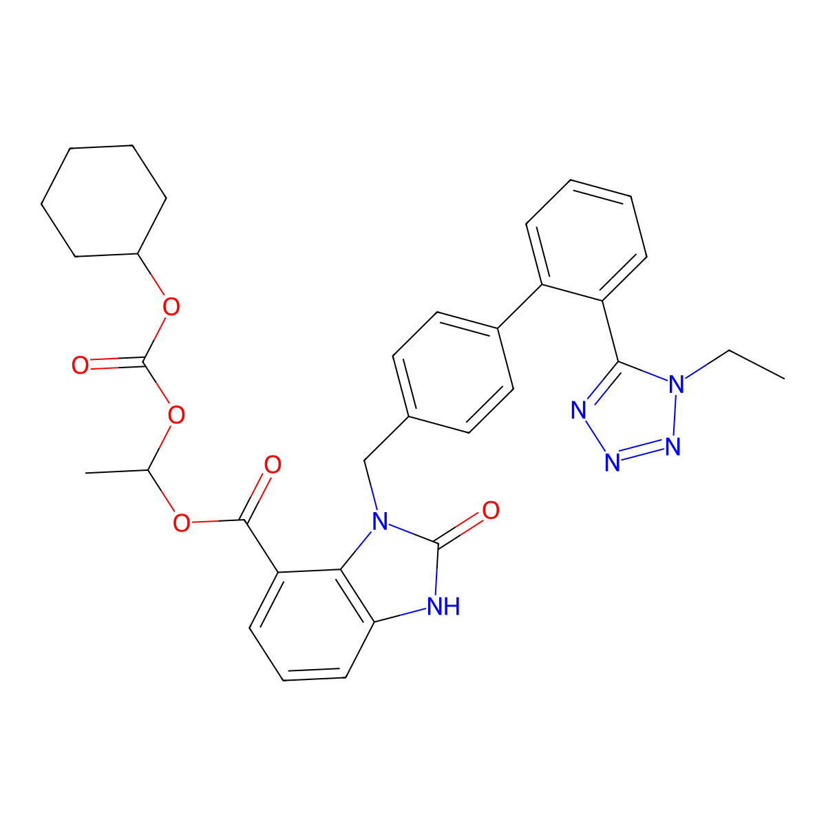 2-Desethoxy-2-oxo-1H-1-ethyl candesartan cilexetil molecular structure, CAS 1185255-99-5