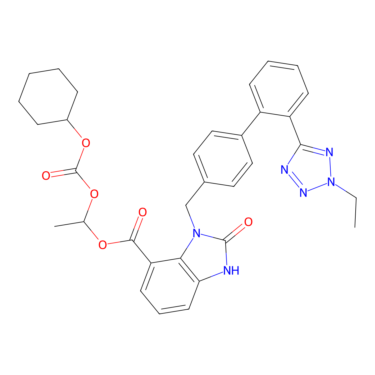 2-Desethoxy-2-hydroxy-2H-2-ethyl Candesartan Cilexetil molecular structure, CAS 1185256-03-4