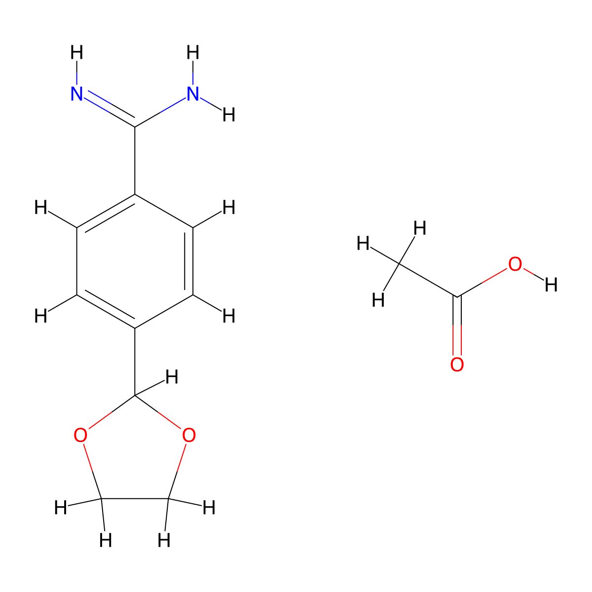 4-(1,3-Dioxolan-2-yl)benzene-1-carboximidamide,aceticacid molecular structure, CAS 1185291-67-1