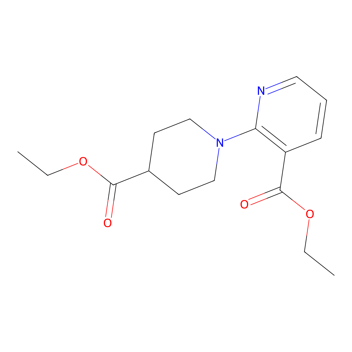 Ethyl 2-(4-(ethoxycarbonyl)piperidin-1-yl)nicotinate molecular structure, CAS 1185291-71-7