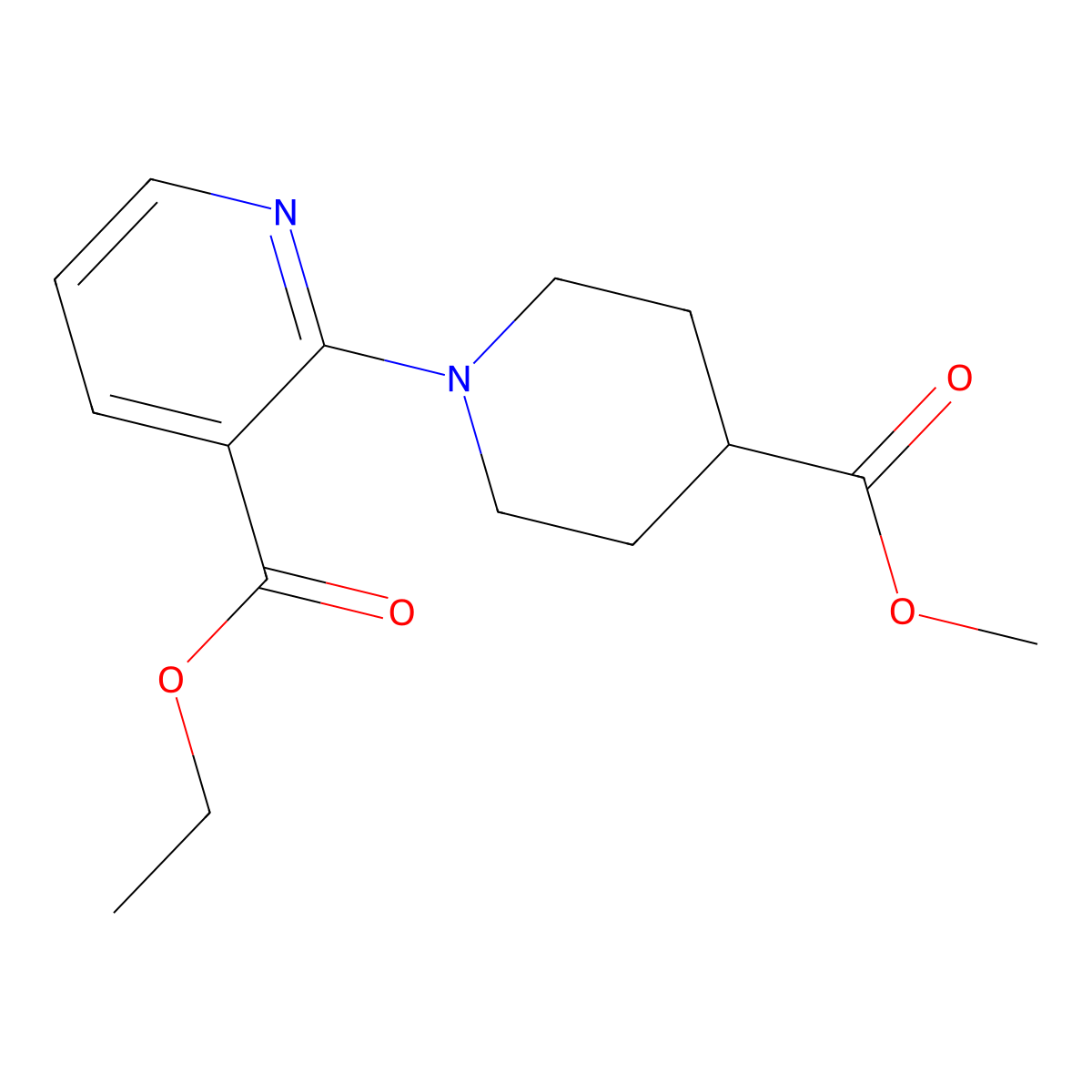 Ethyl 2-(4-(methoxycarbonyl)piperidin-1-YL)pyridine-3-carboxylate molecular structure, CAS 1185291-72-8