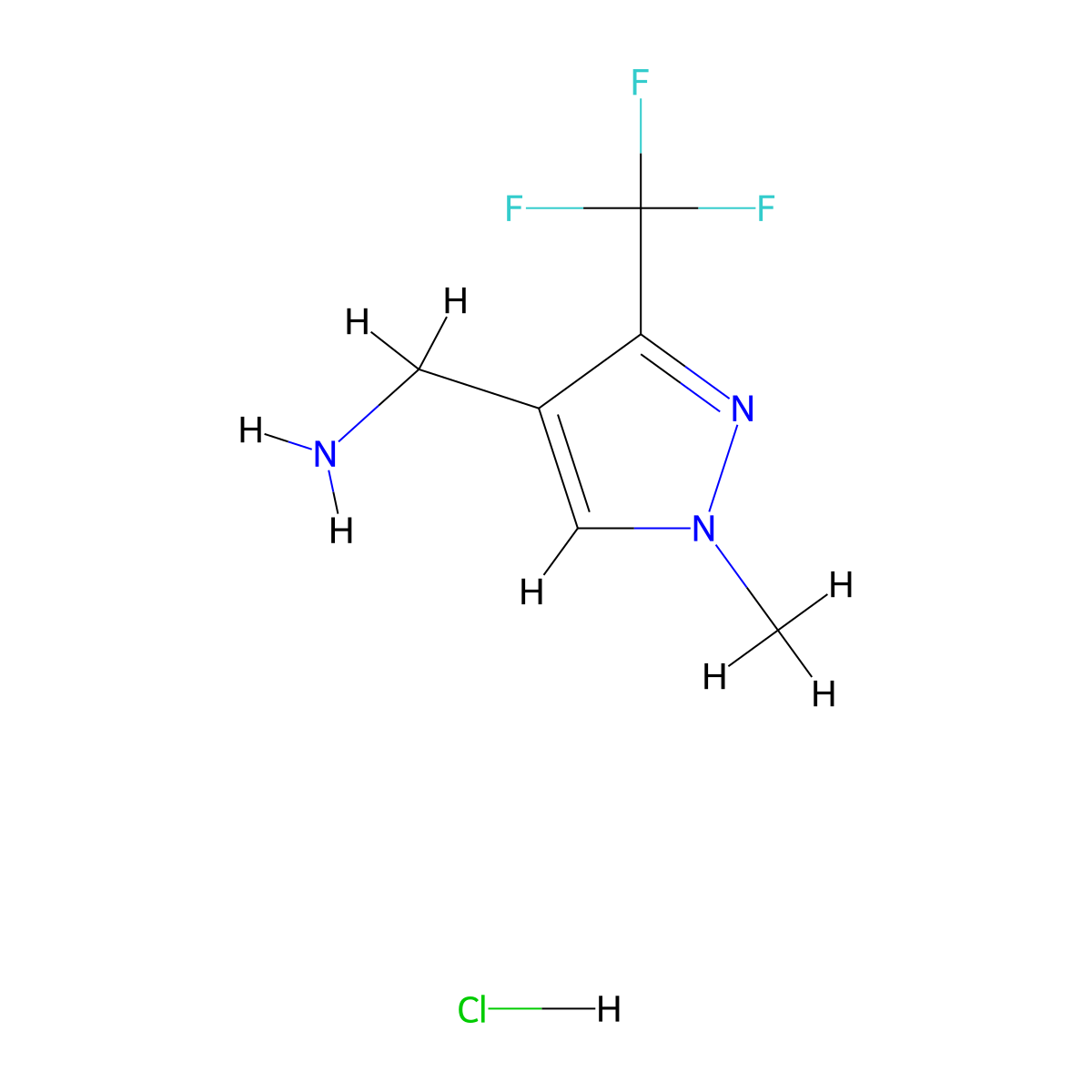 (3-(Trifluoromethyl)-1-methyl-1H-pyrazol-4-yl)methanamine hydrochloride molecular structure, CAS 1185292-67-4