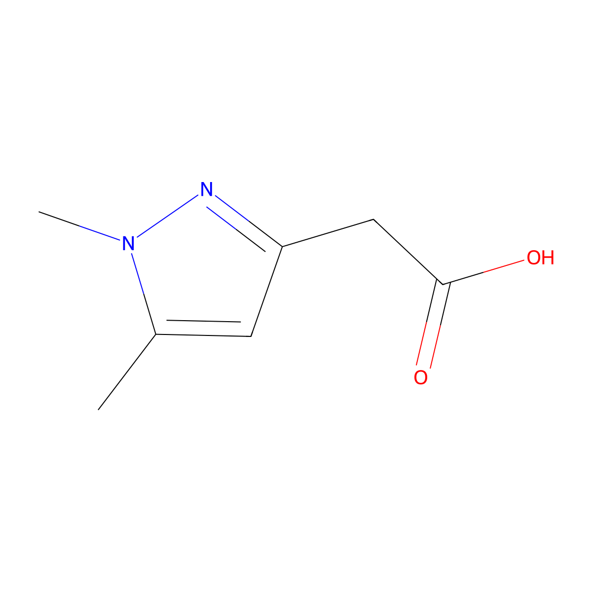 2-(1,5-dimethyl-1H-pyrazol-3-yl)acetic acid molecular structure, CAS 1185292-77-6