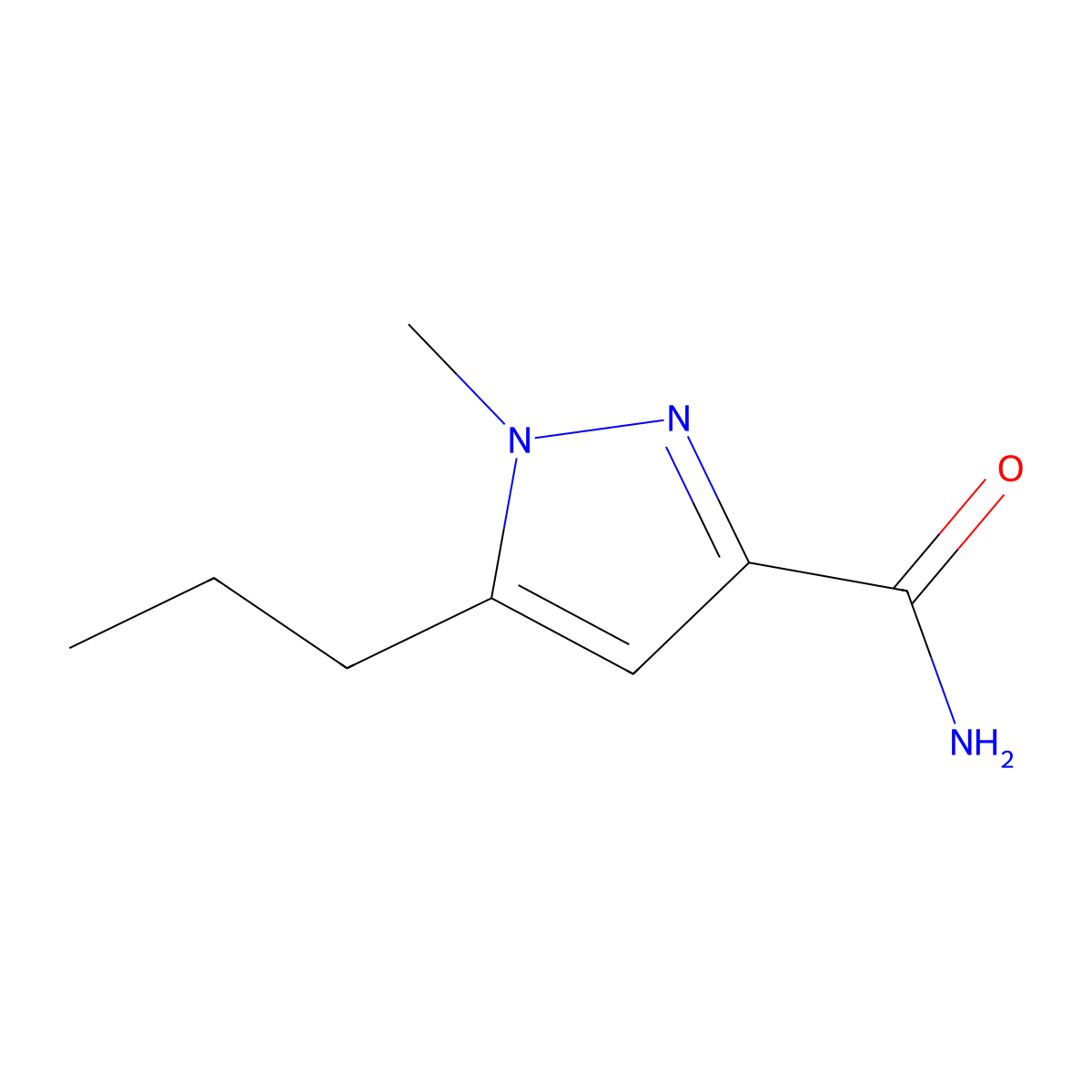 1-Methyl-5-propyl-1H-pyrazole-3-carboxamide molecular structure, CAS 1185292-78-7