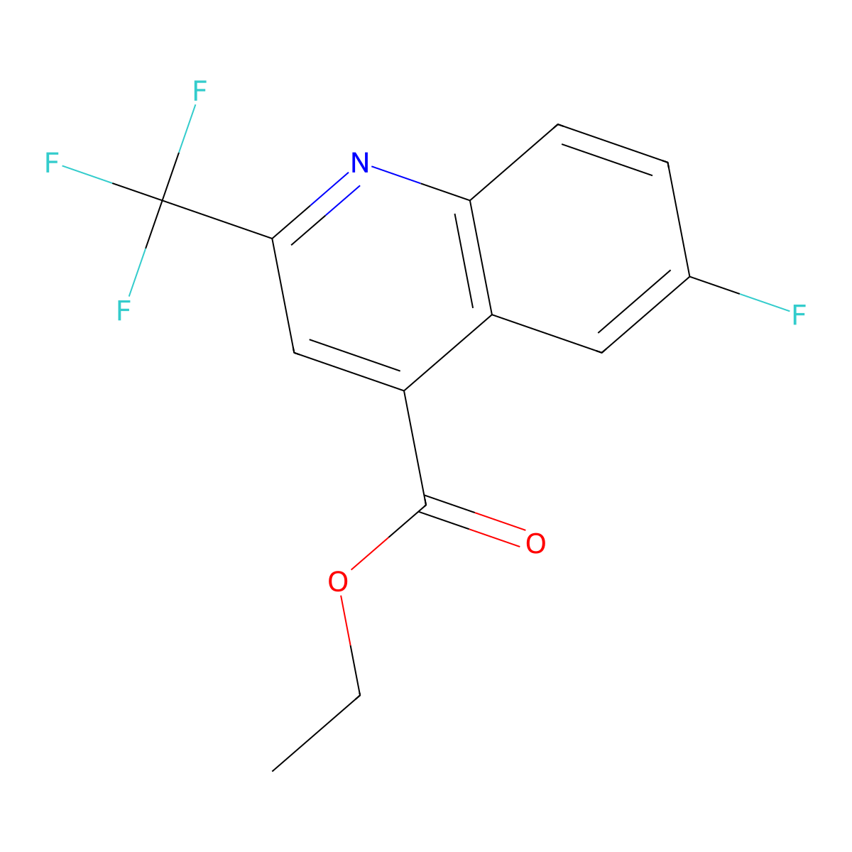 Ethyl 6-fluoro-2-(trifluoromethyl)quinoline-4-carboxylate molecular structure, CAS 1185292-80-1