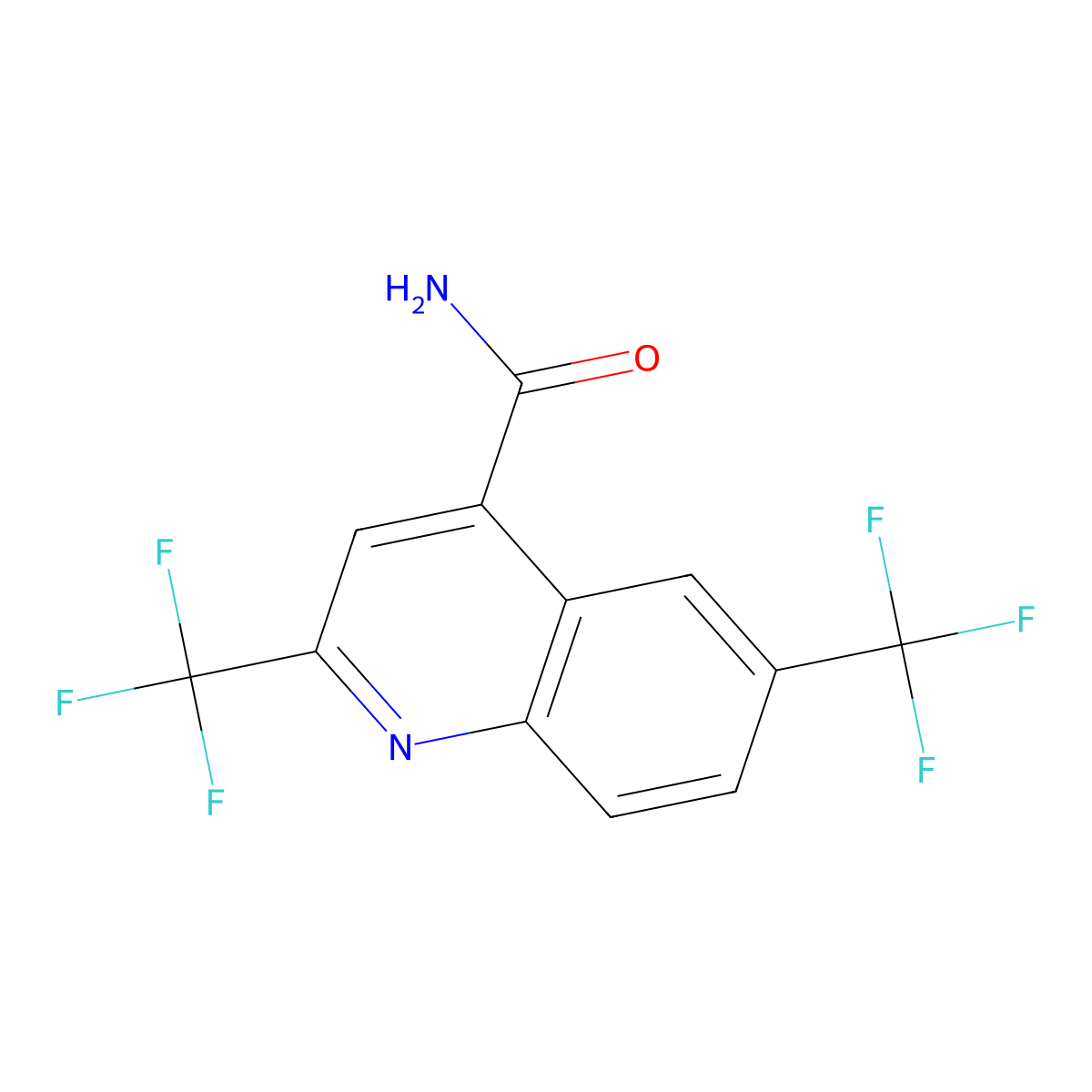 2,6-Bis(trifluoromethyl)quinoline-4-carboxamide molecular structure, CAS 1185292-83-4