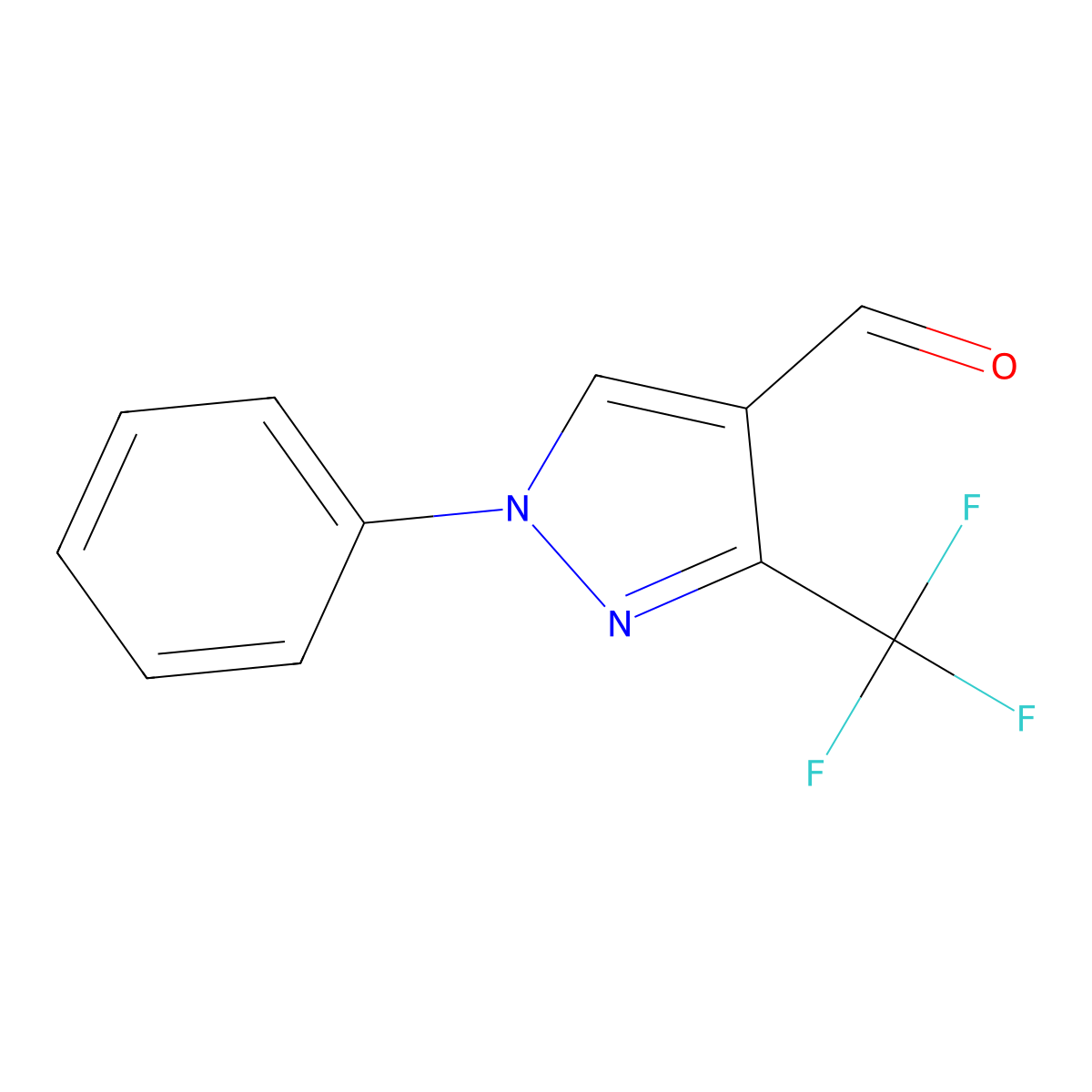 1-Phenyl-3-(trifluoromethyl)-1H-pyrazole-4-carbaldehyde molecular structure, CAS 1185292-86-7