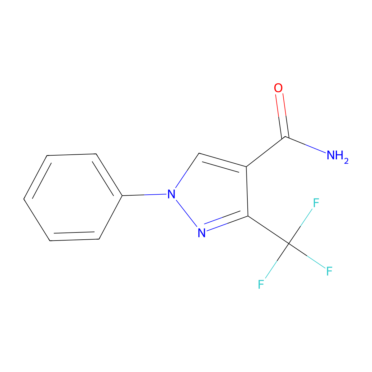 1-Phenyl-3-(trifluoromethyl)-1H-pyrazole-4-carboxamide molecular structure, CAS 1185292-87-8