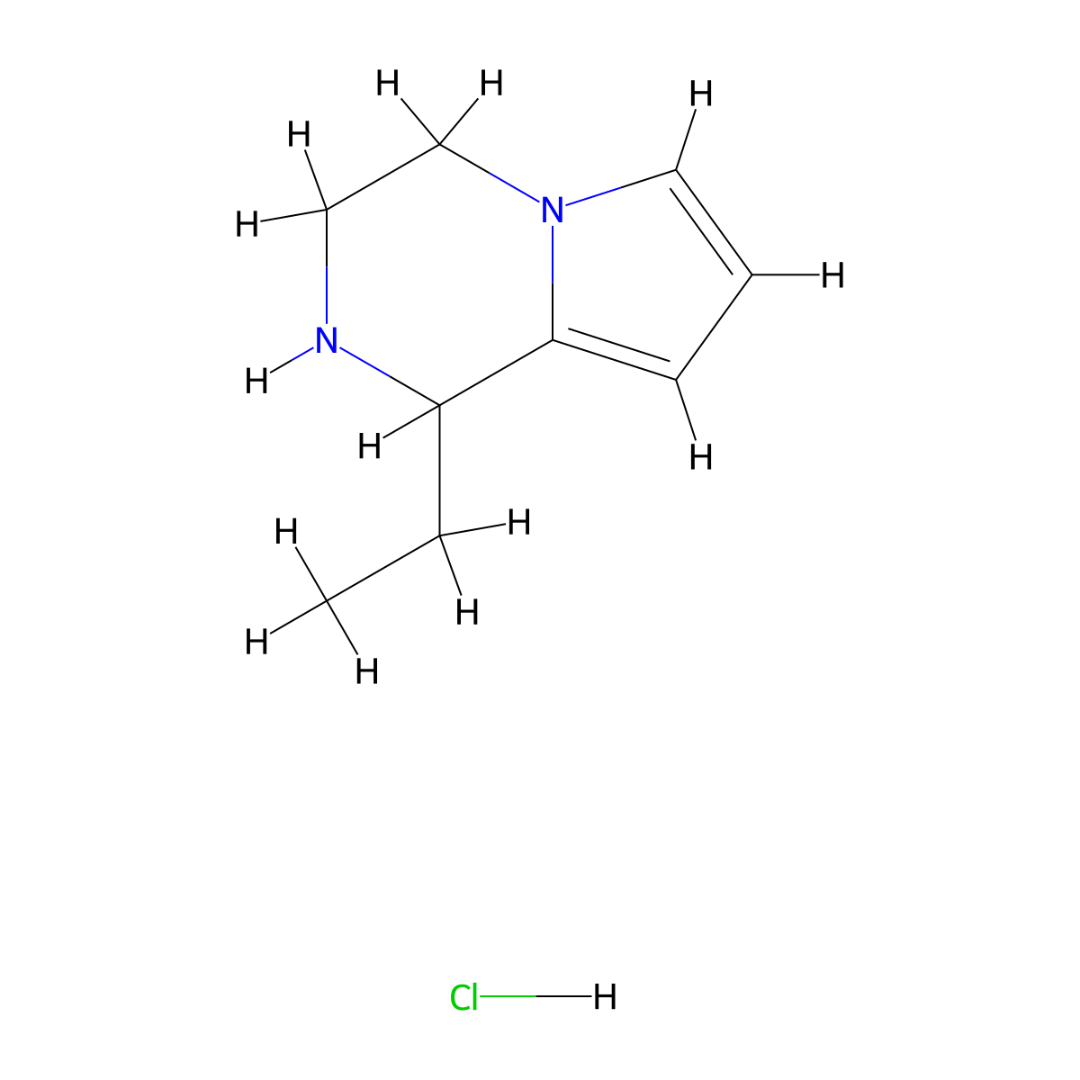 1-Ethyl-1,2,3,4-tetrahydropyrrolo[1,2-a]pyrazine hydrochloride molecular structure, CAS 1185292-97-0