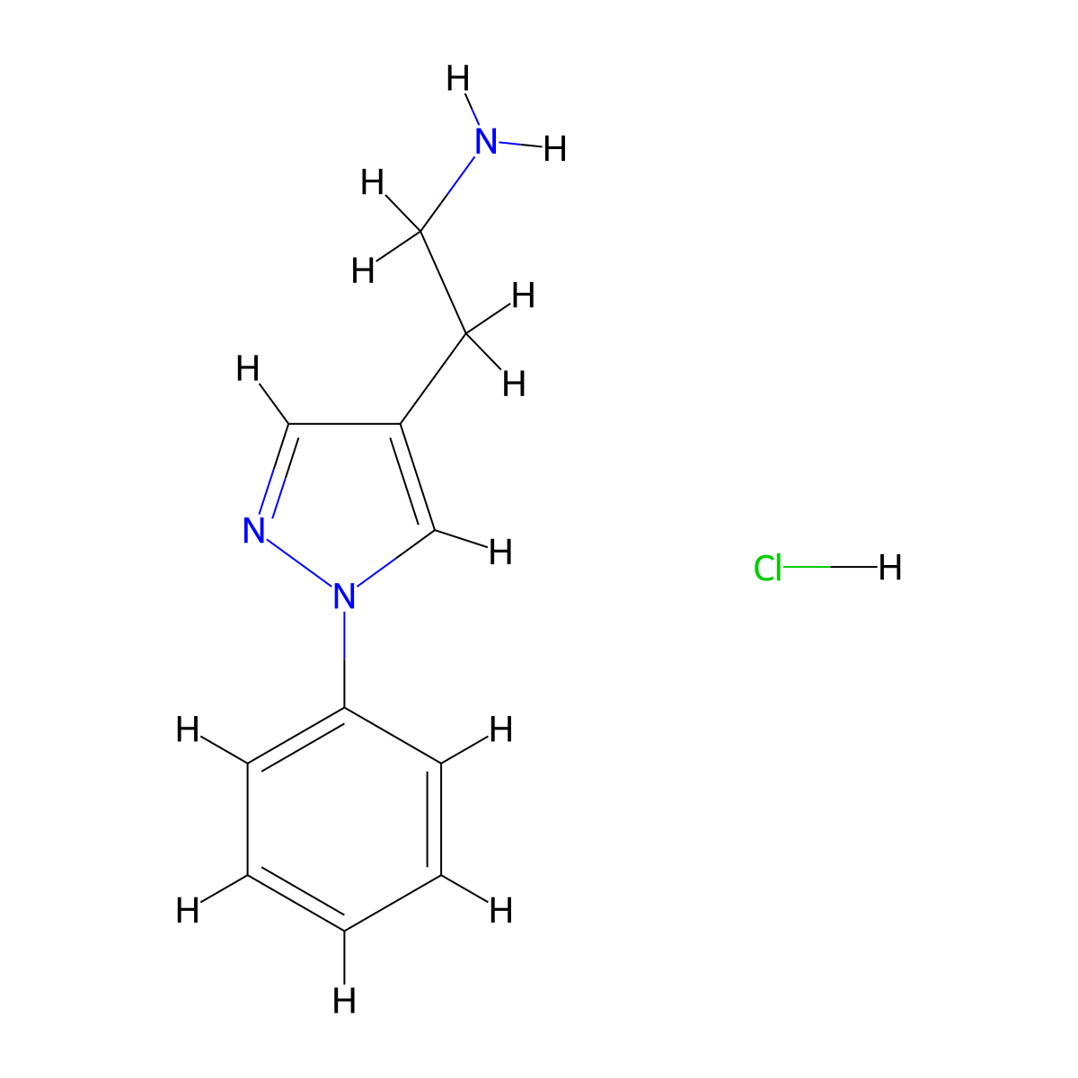 2-(1-phenyl-1H-pyrazol-4-yl)ethan-1-amine hydrochloride molecular structure, CAS 1185292-99-2