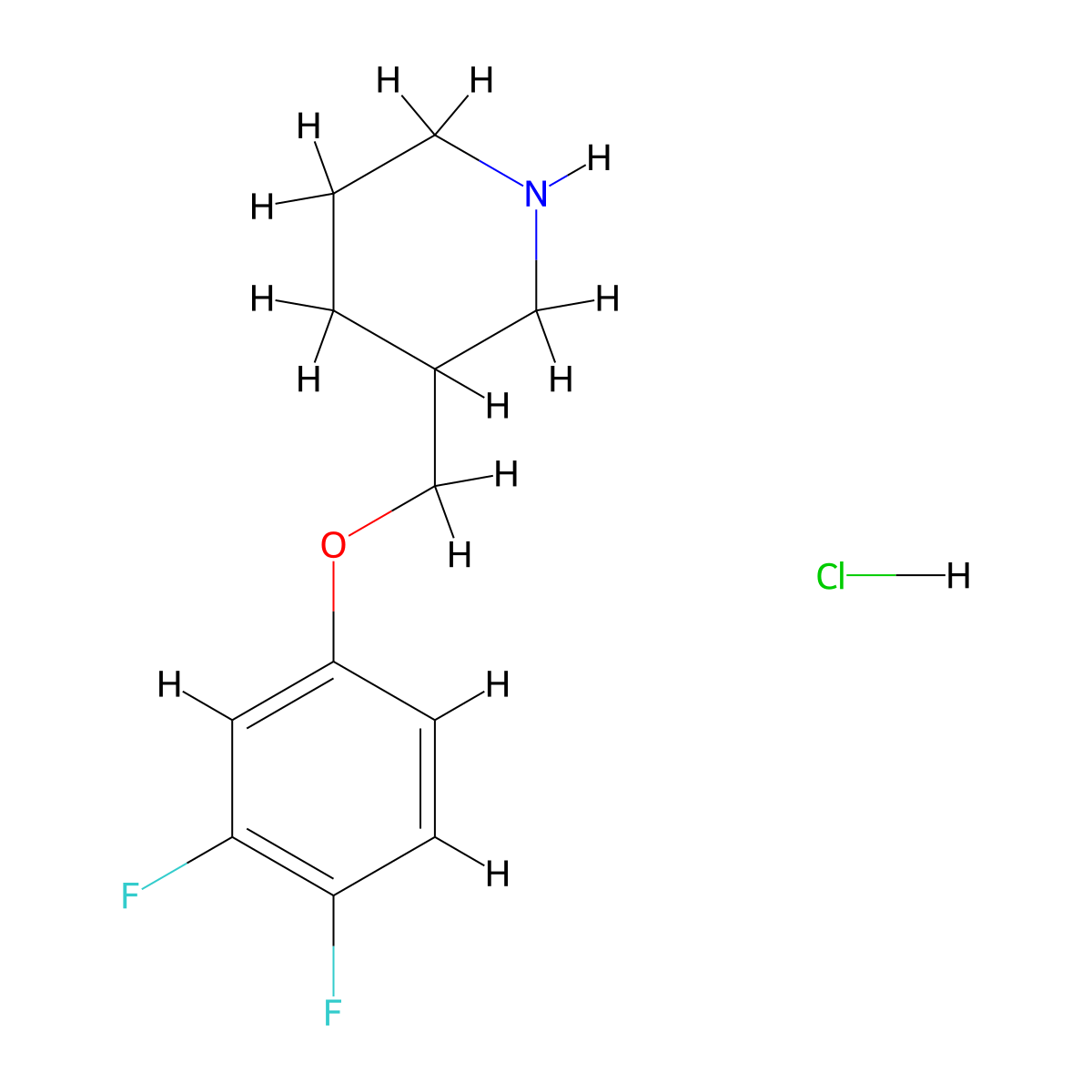3-((3,4-Difluorophenoxy)methyl)piperidine hydrochloride molecular structure, CAS 1185293-04-2