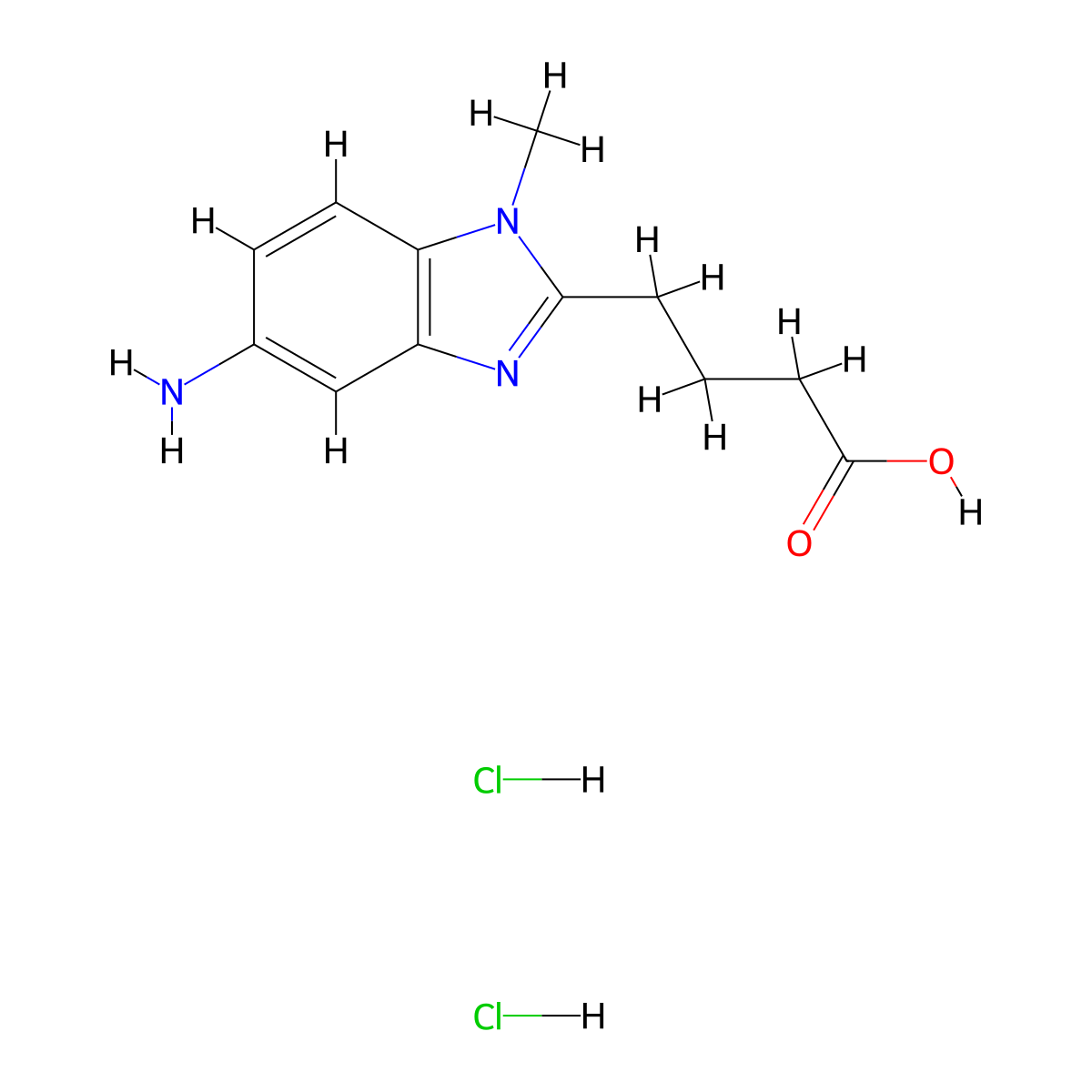 4-(5-Amino-1-methyl-1H-benzoimidazol-2-YL)-butyric acid dihydrochloride molecular structure, CAS 1185293-06-4