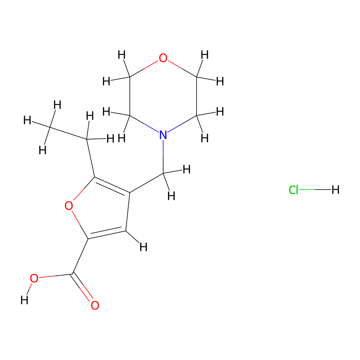 5-Ethyl-4-morpholin-4-ylmethyl-furan-2-carboxylic acid hydrochloride molecular structure, CAS 1185293-08-6
