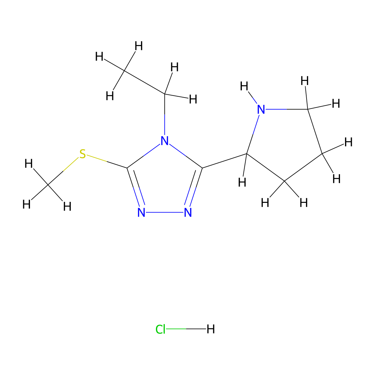 4-Ethyl-3-methylsulfanyl-5-pyrrolidin-2-YL-4H-[1,2,4]triazole hydrochloride molecular structure, CAS 1185293-10-0