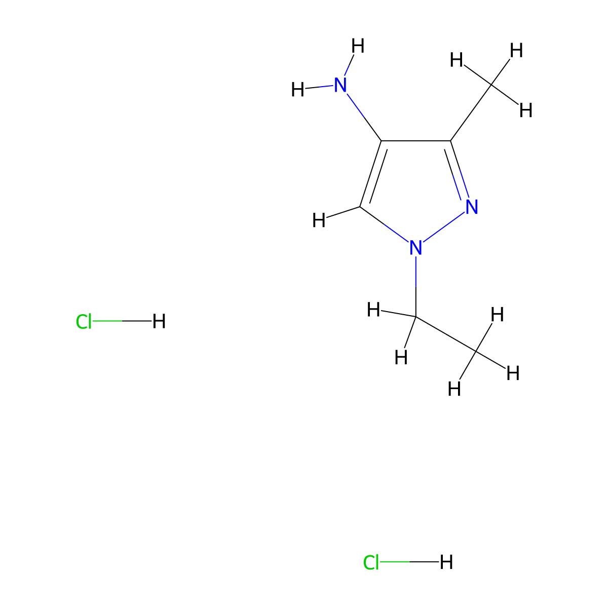 1-Ethyl-3-methyl-1H-pyrazol-4-amine--hydrogen chloride (1/2) molecular structure, CAS 1185293-13-3