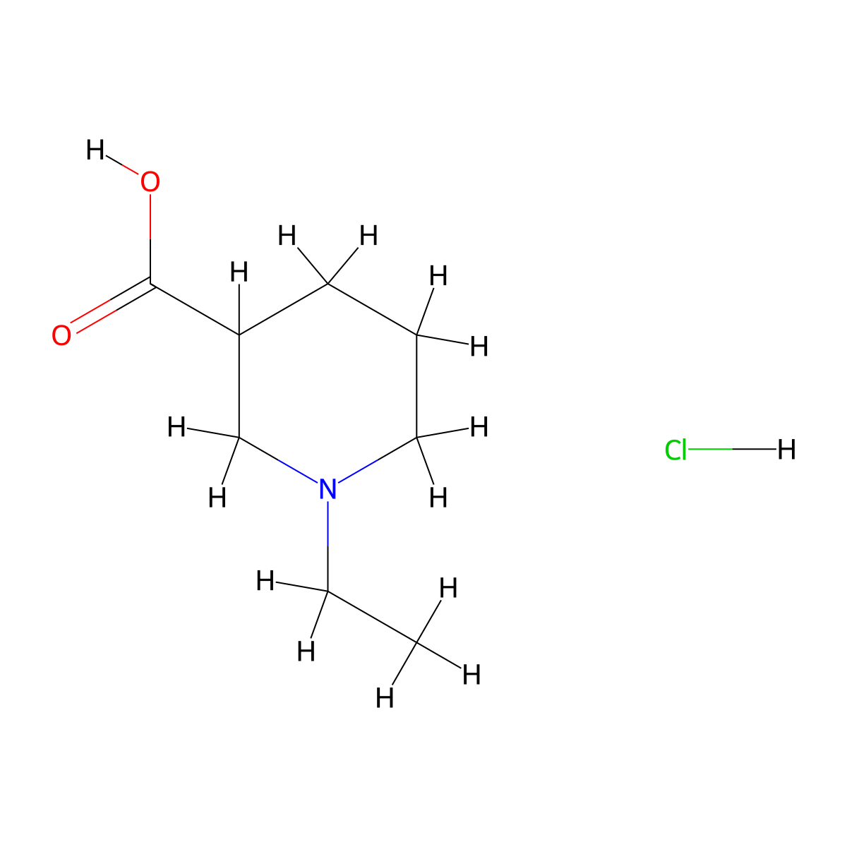 1-Ethylpiperidine-3-carboxylic acid hydrochloride molecular structure, CAS 1185293-15-5