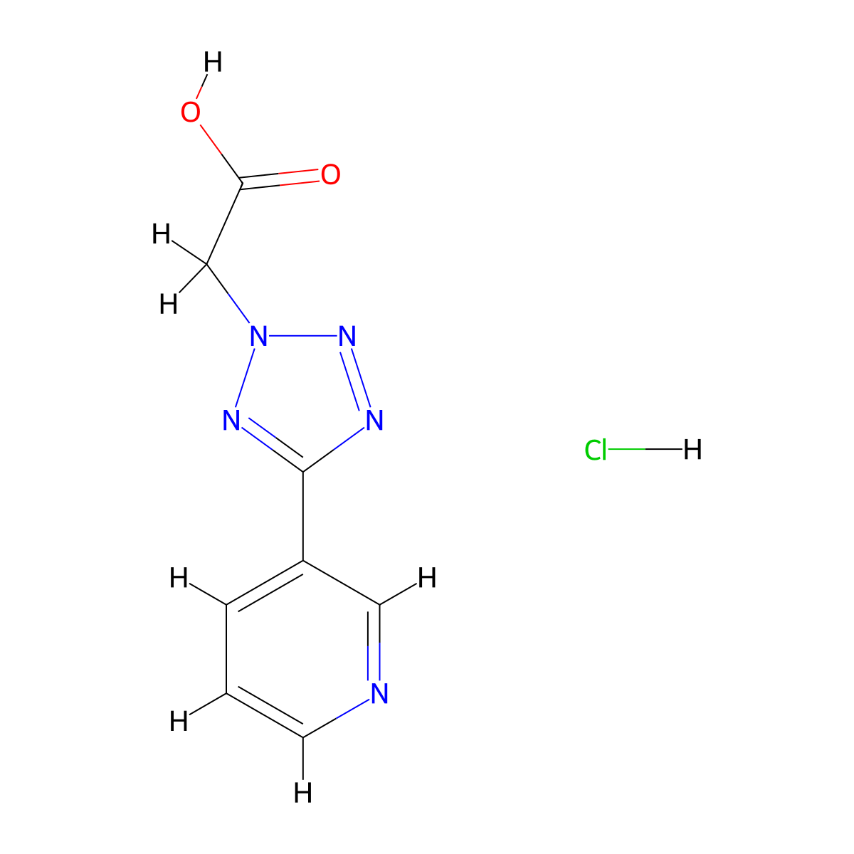 (5-Pyridin-3-YL-tetrazol-2-YL)-acetic acid hydrochloride molecular structure, CAS 1185293-16-6