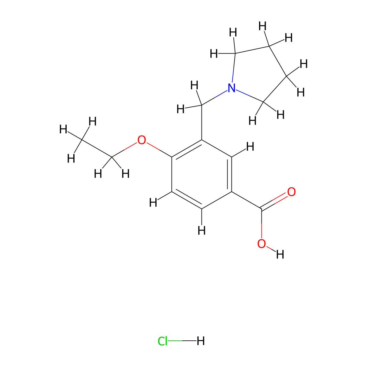 4-Ethoxy-3-pyrrolidin-1-ylmethyl-benzoic acid hydrochloride molecular structure, CAS 1185293-19-9